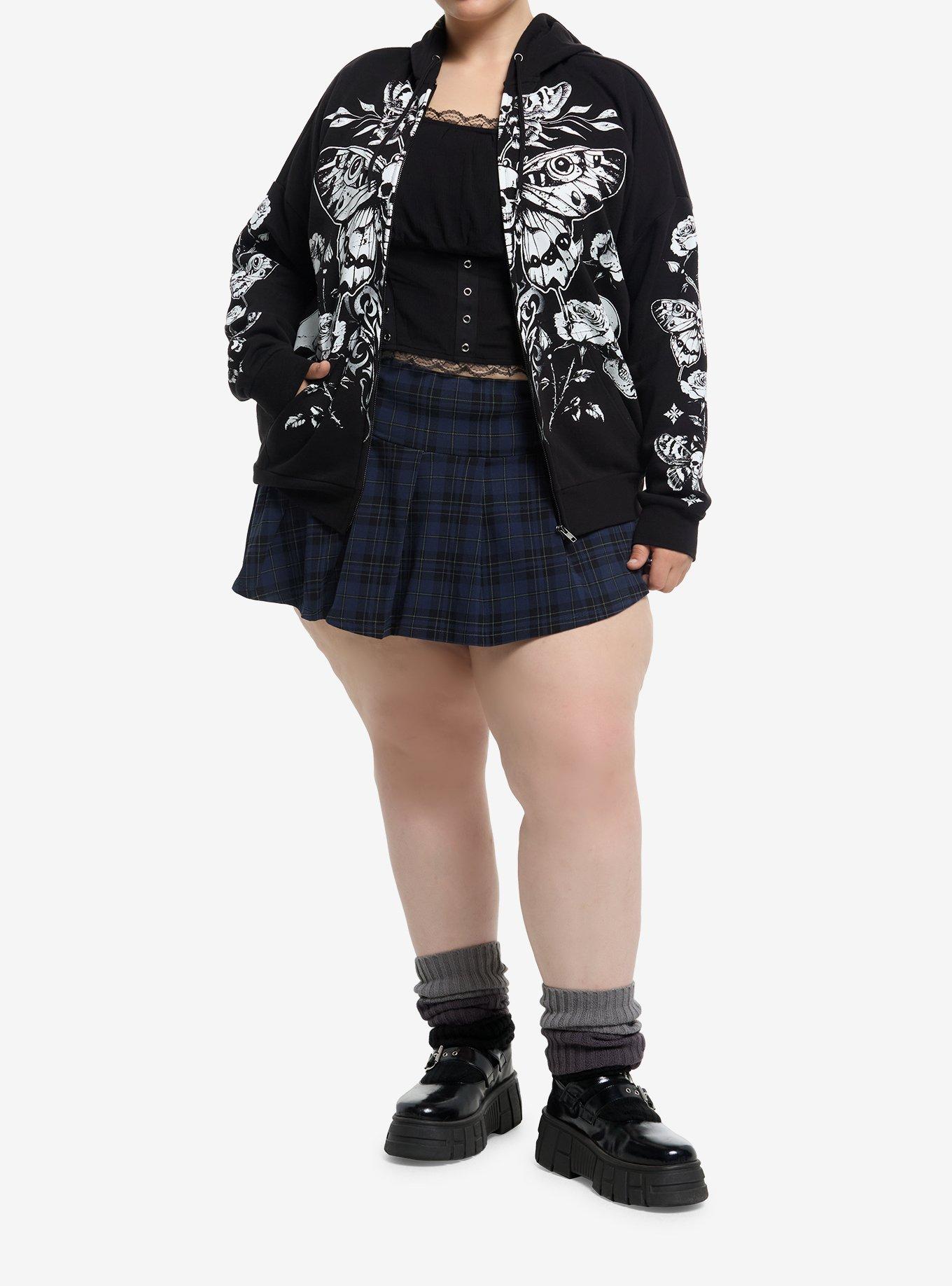 Cosmic Aura Death's-Head Moth & Roses Girls Hoodie Plus Size, , alternate