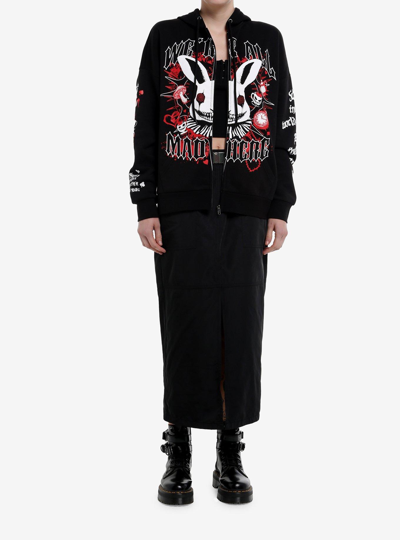Mad Tea Party White Rabbit Girls Hoodie, RED, alternate