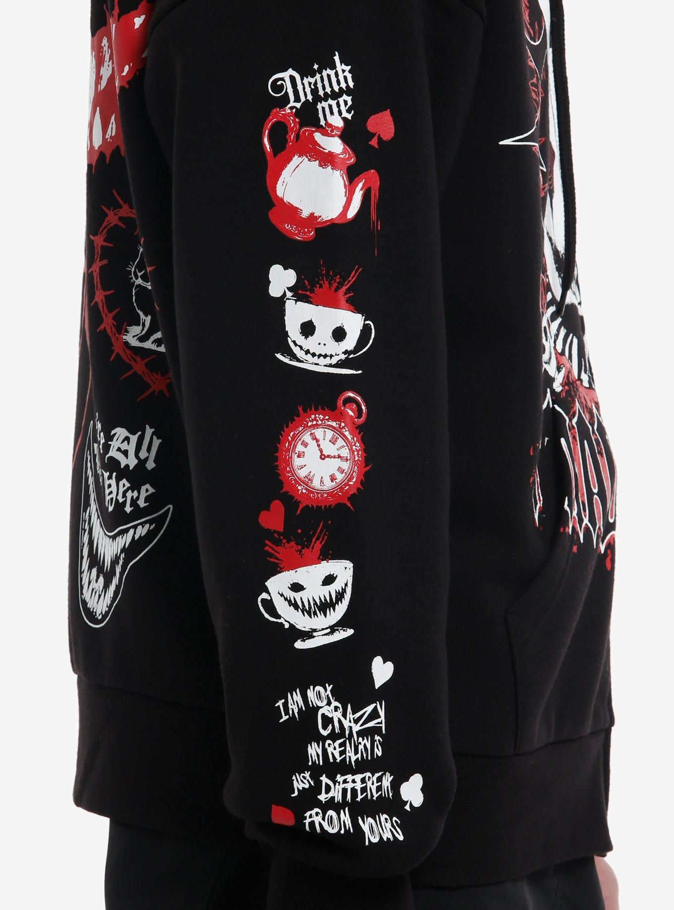 Mad Tea Party White Rabbit Girls Hoodie, RED, alternate