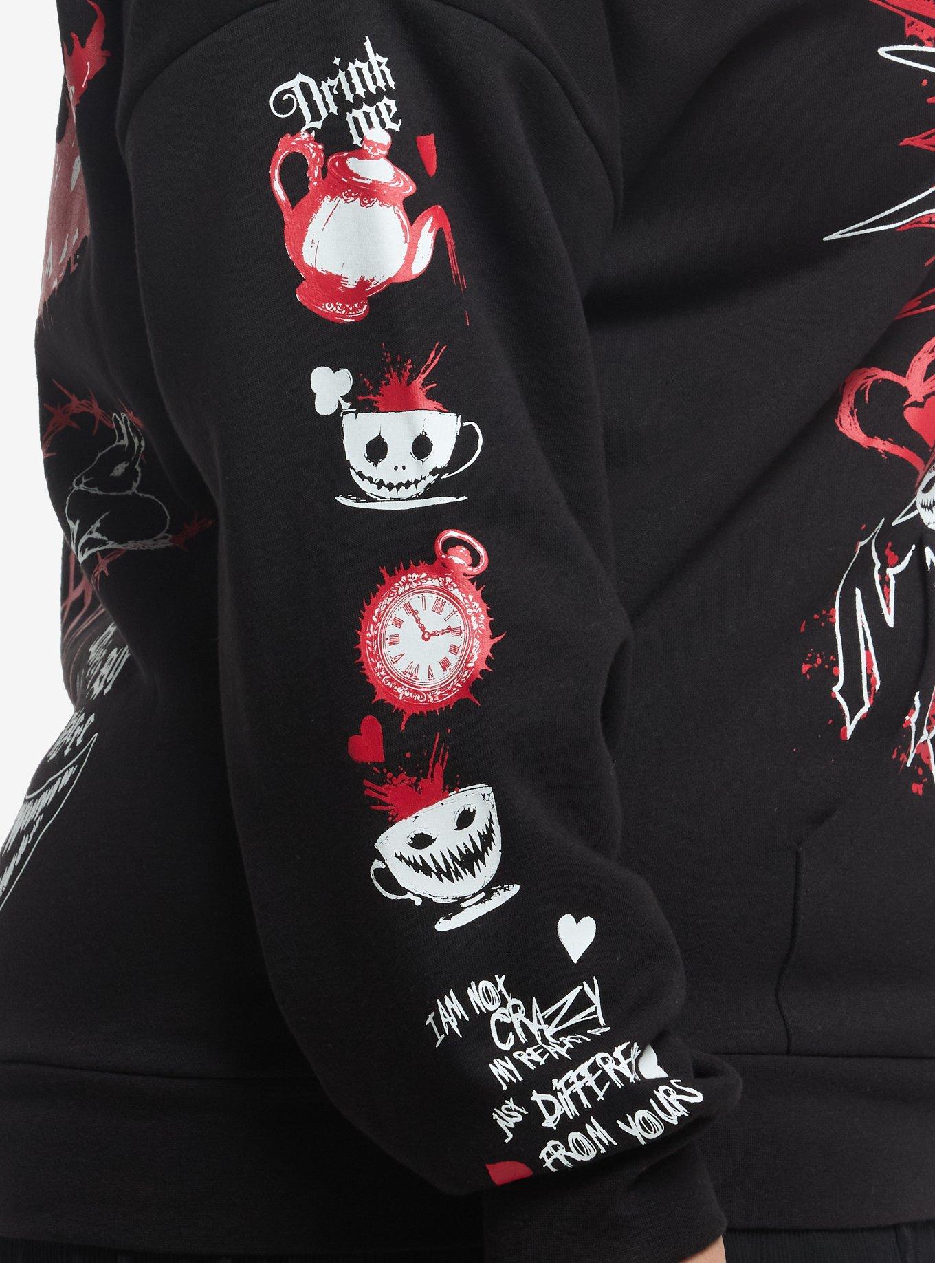 Mad Tea Party White Rabbit Girls Hoodie Plus Size, RED, alternate