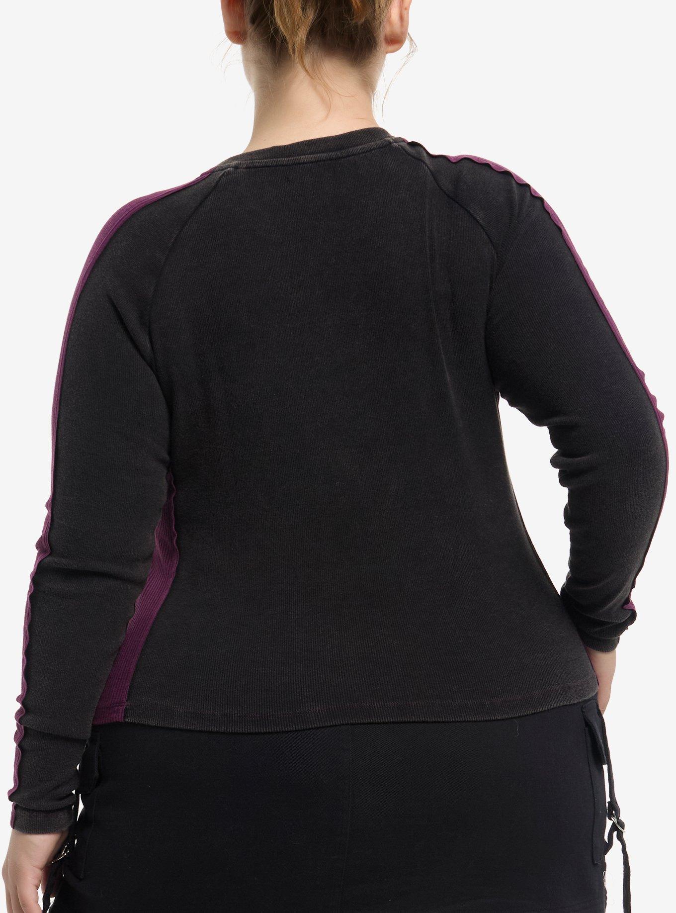Social Collision Black & Wine Winged Skull Girls Long-Sleeve T-Shirt Plus Size, , alternate