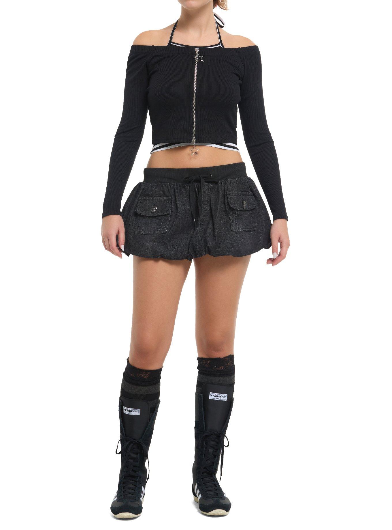Social Collision Stripe Halter Girls Twofer Long-Sleeve Crop Top, , hi-res