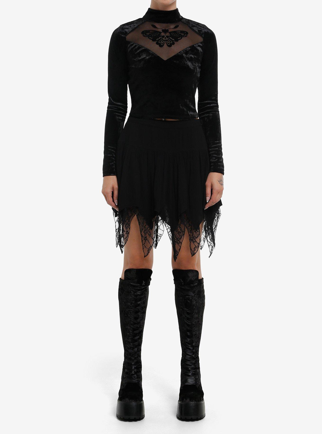 Cosmic Aura Death Moth Cut-Out Girls Long-Sleeve Top, , hi-res