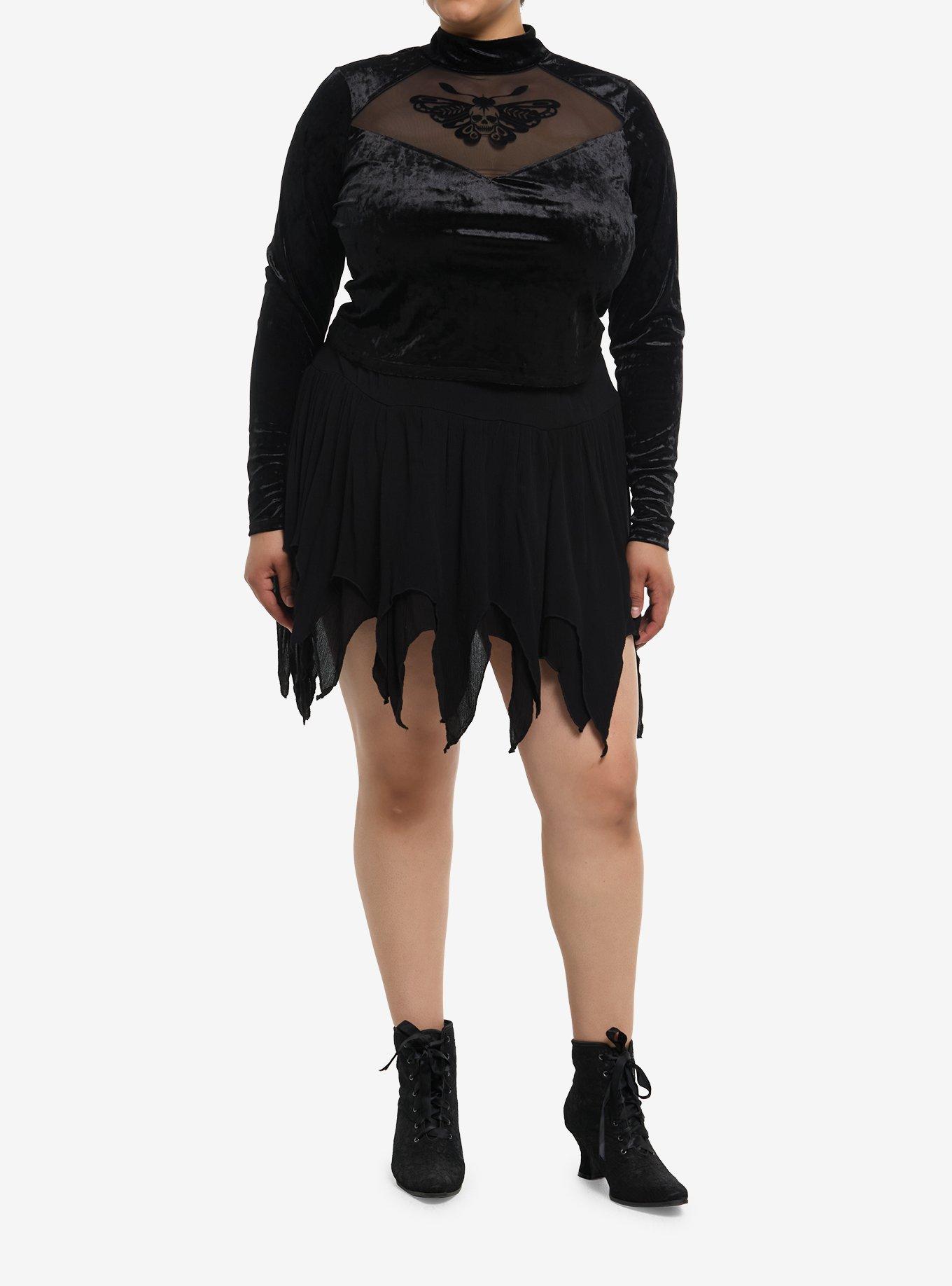 Cosmic Aura Death Moth Cut-Out Girls Long-Sleeve Top Plus Size, , hi-res
