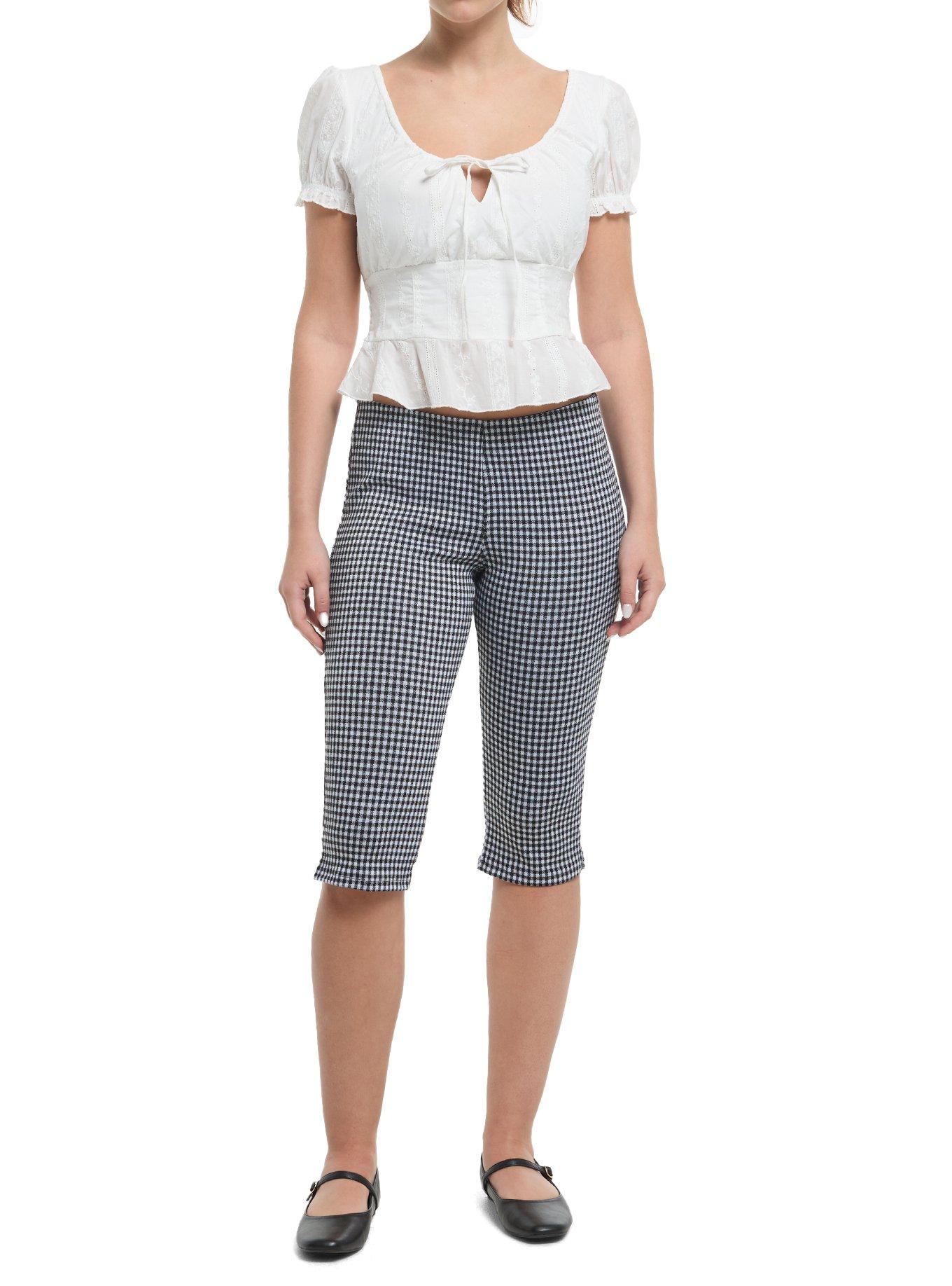 Thorn & Fable White Eyelet Puff-Sleeve Girls Crop Top, , hi-res