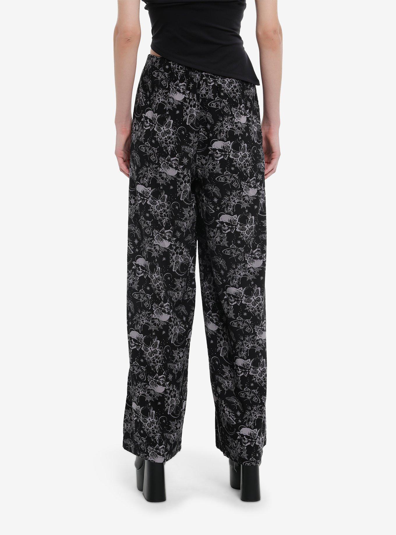 Cosmic Aura Moths & Skulls Wide Leg Pants, , hi-res