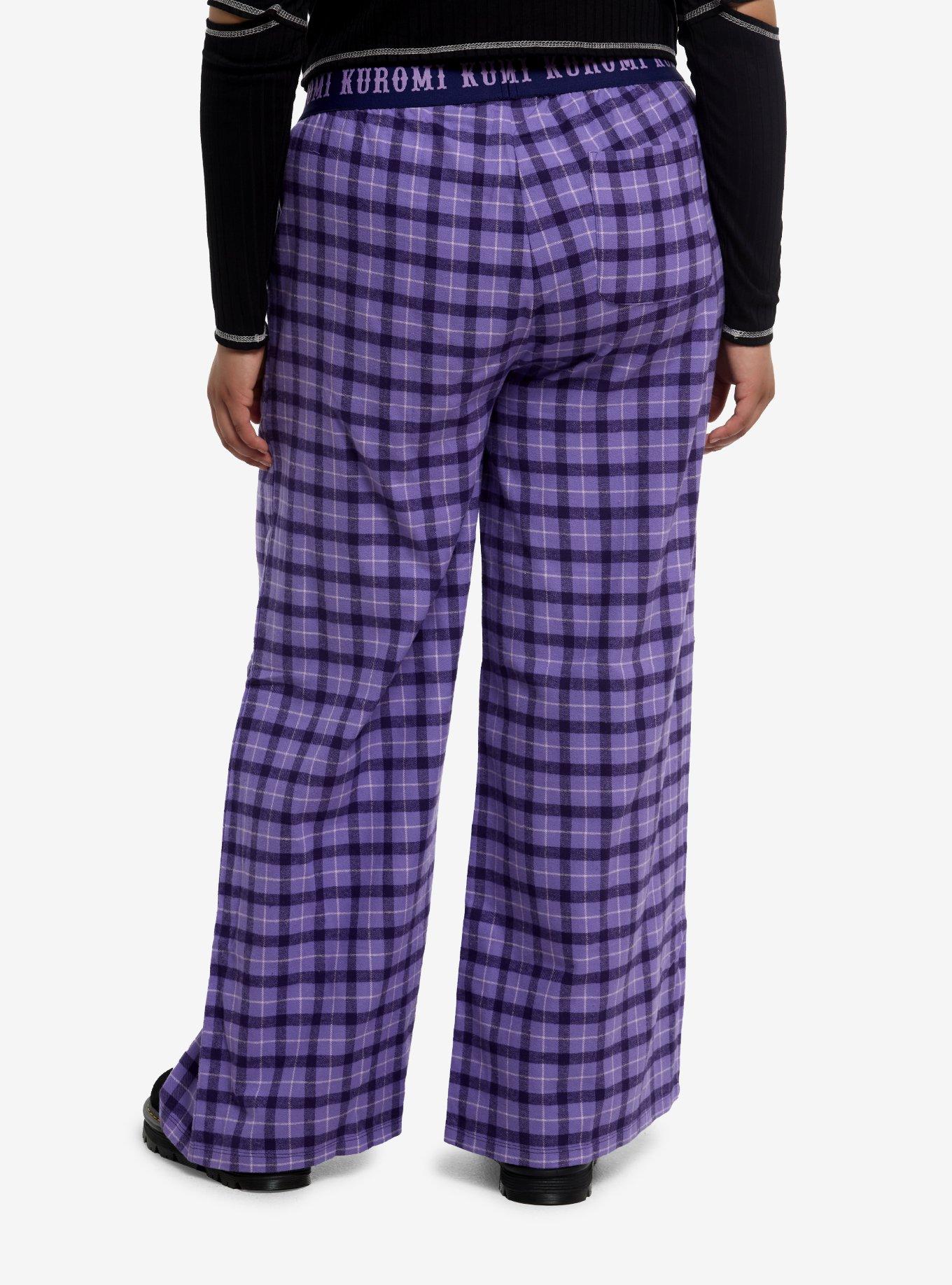 Kuromi Purple Plaid Pajama Pants Plus Size, , hi-res