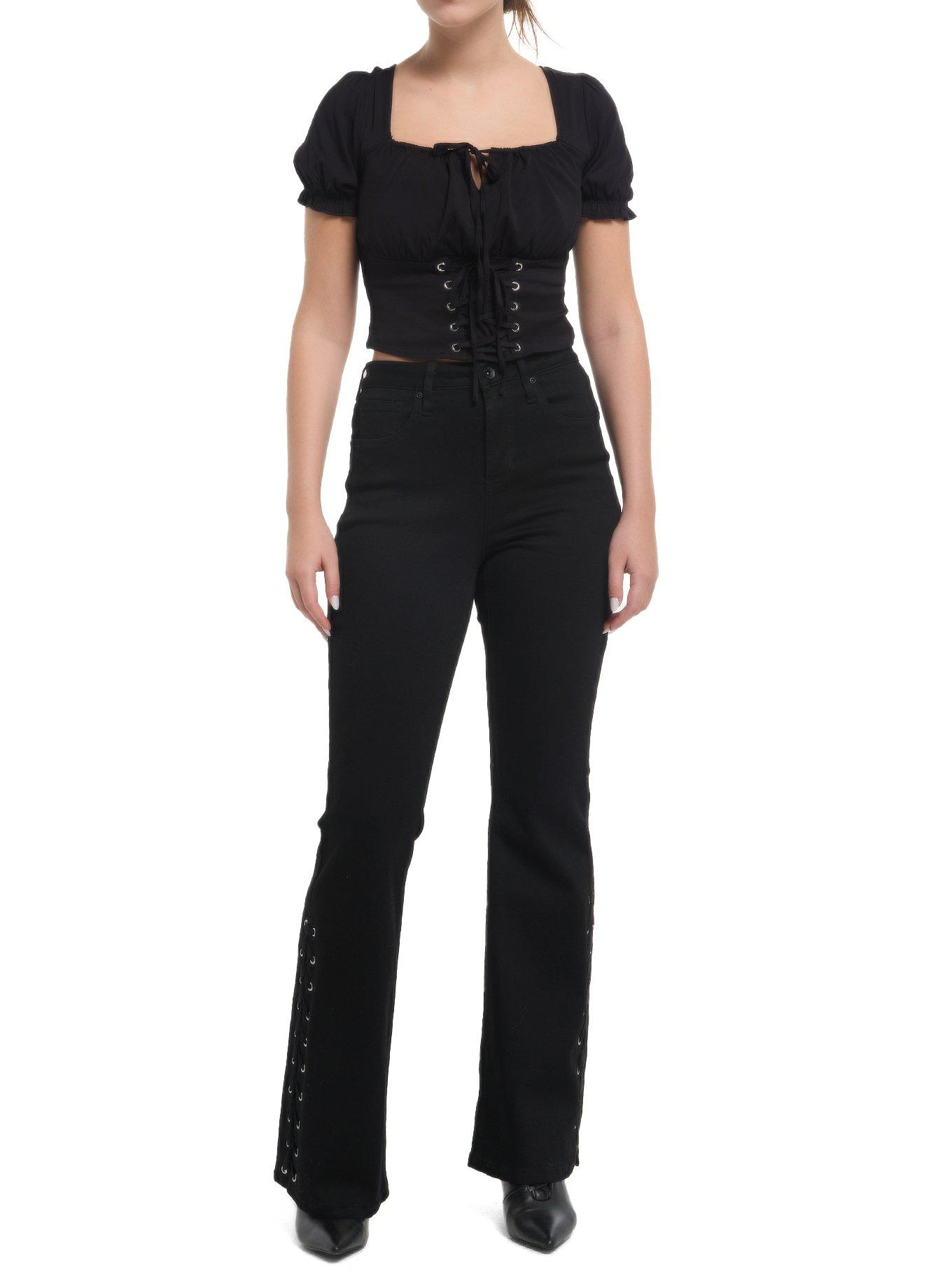 Cosmic Aura Black Lace-Up Girls Corset Top, , hi-res