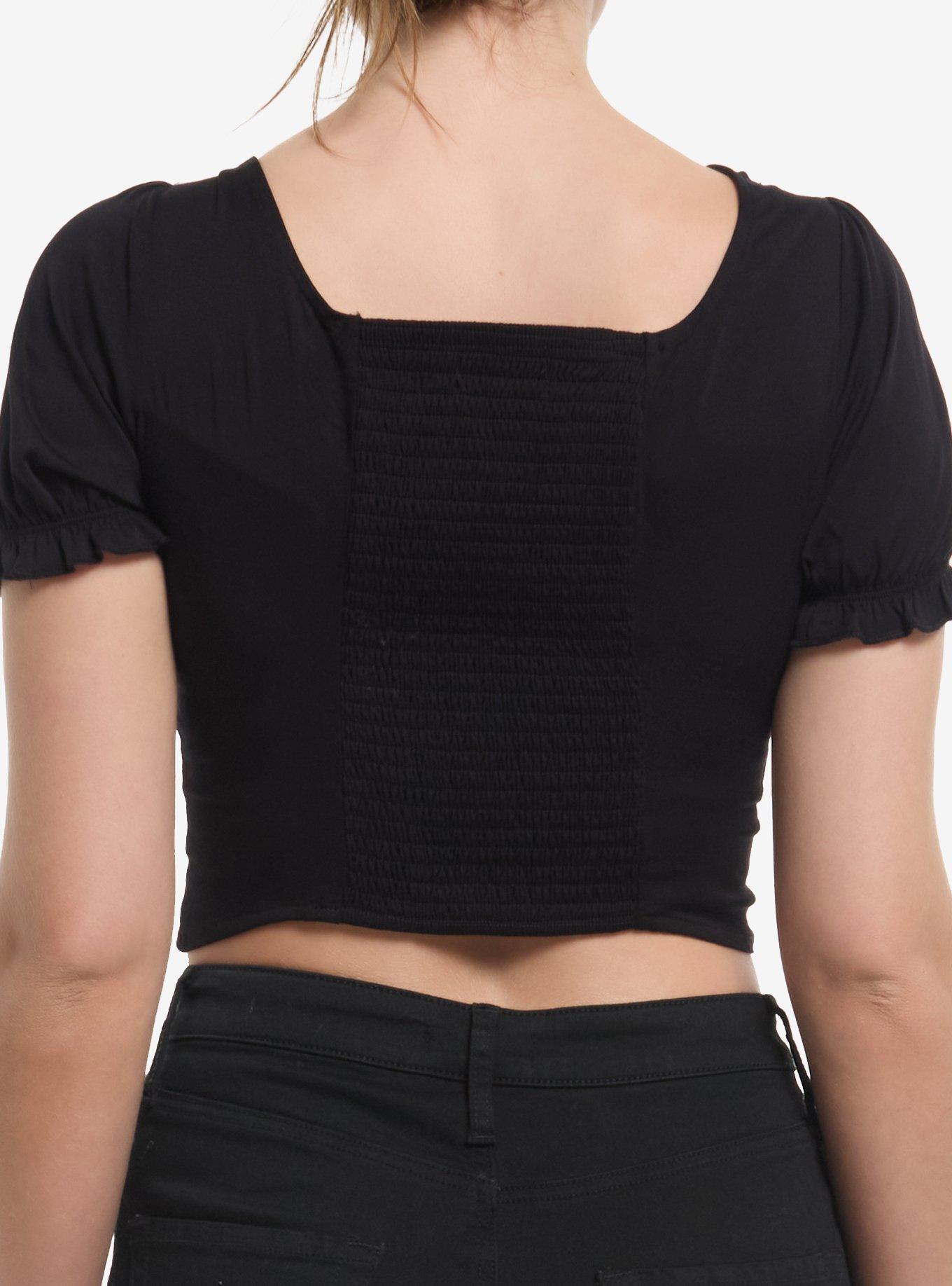 Cosmic Aura Black Lace-Up Girls Corset Top, BLACK, alternate