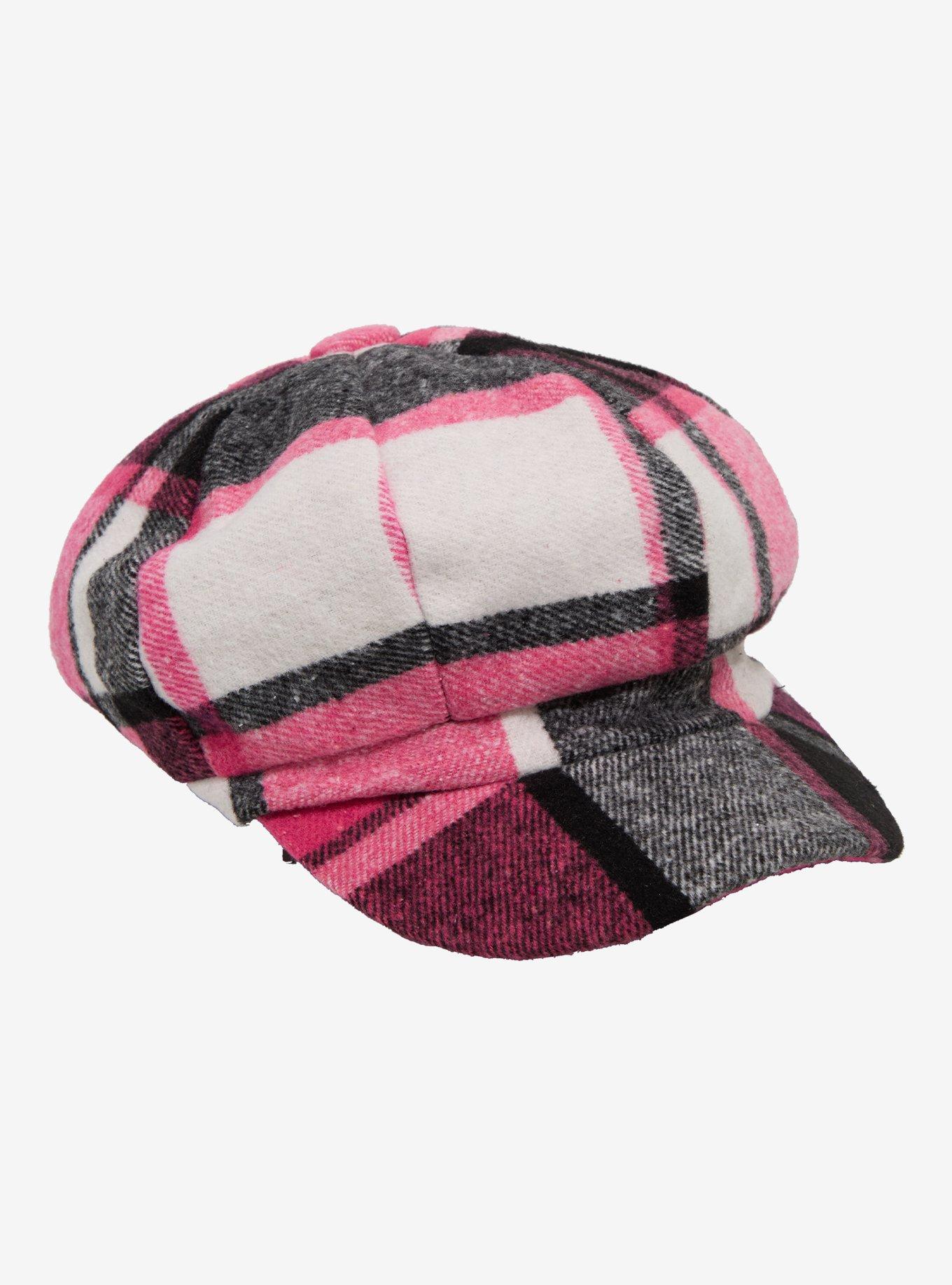 Pink Plaid Cabbie Hat, , hi-res