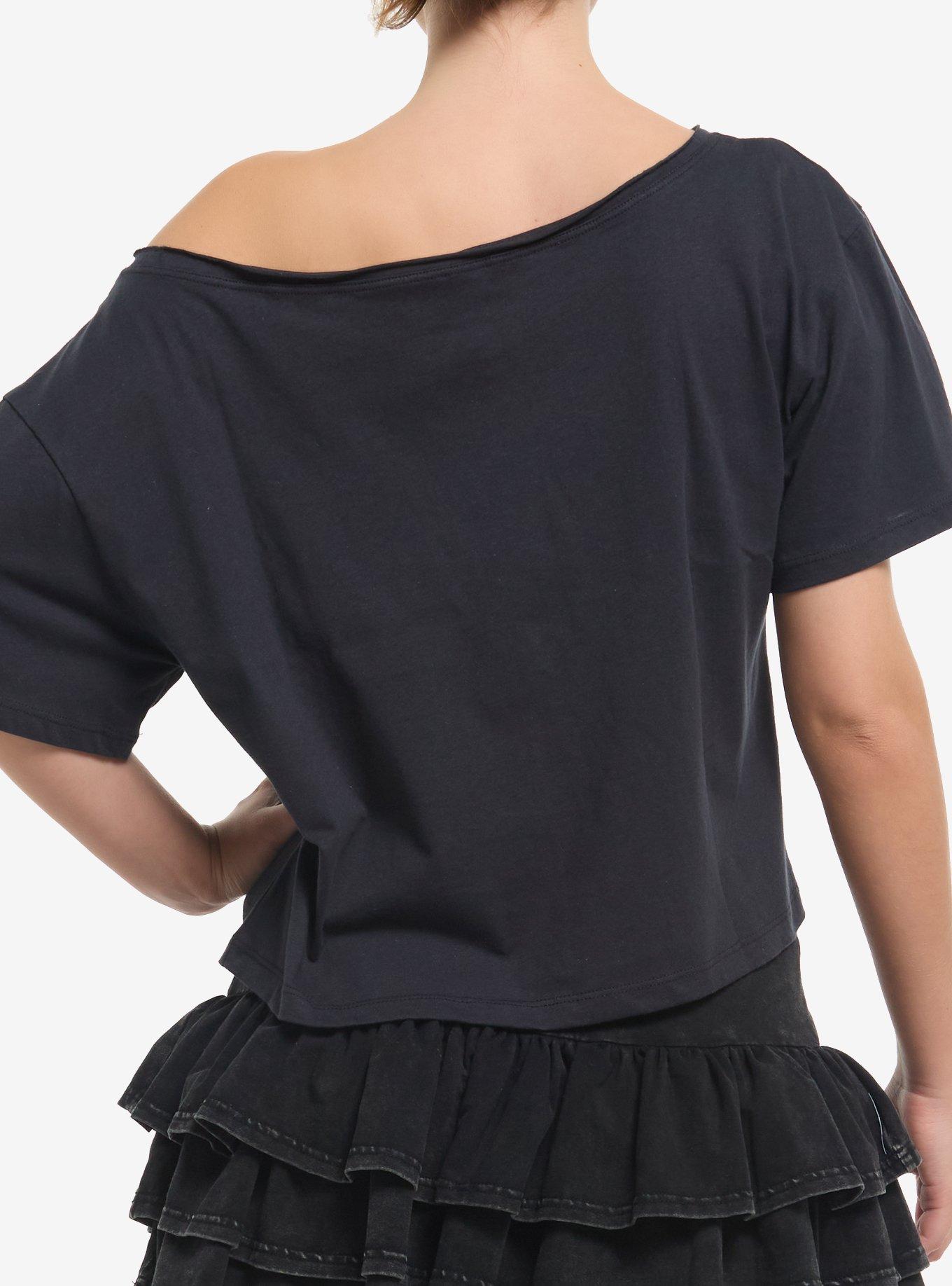 Sleep Token Roses Off-Shoulder Girls T-Shirt, BLACK, alternate