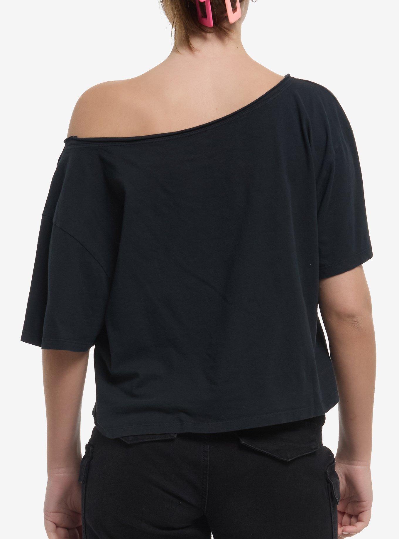 Evanescence Crawling Girls Crop Off-The-Shoulder T-Shirt, BLACK, alternate