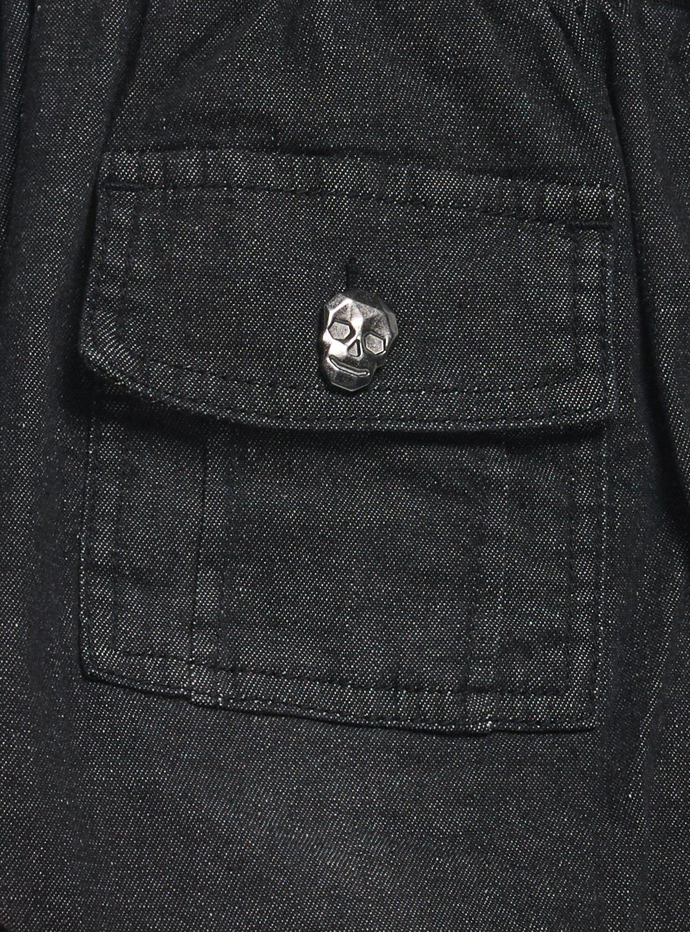 Black Cargo Denim Bubble Skort, BLACK, alternate