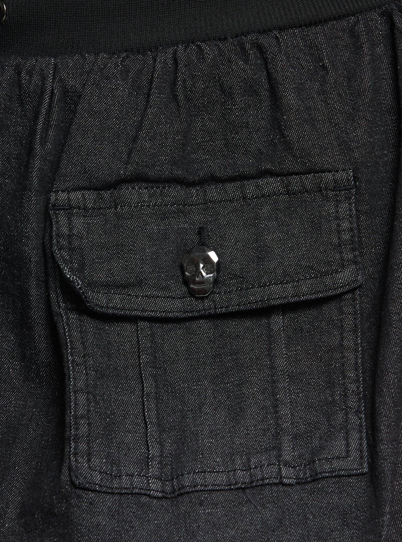 Black Cargo Denim Bubble Skort Plus Size, BLACK, alternate