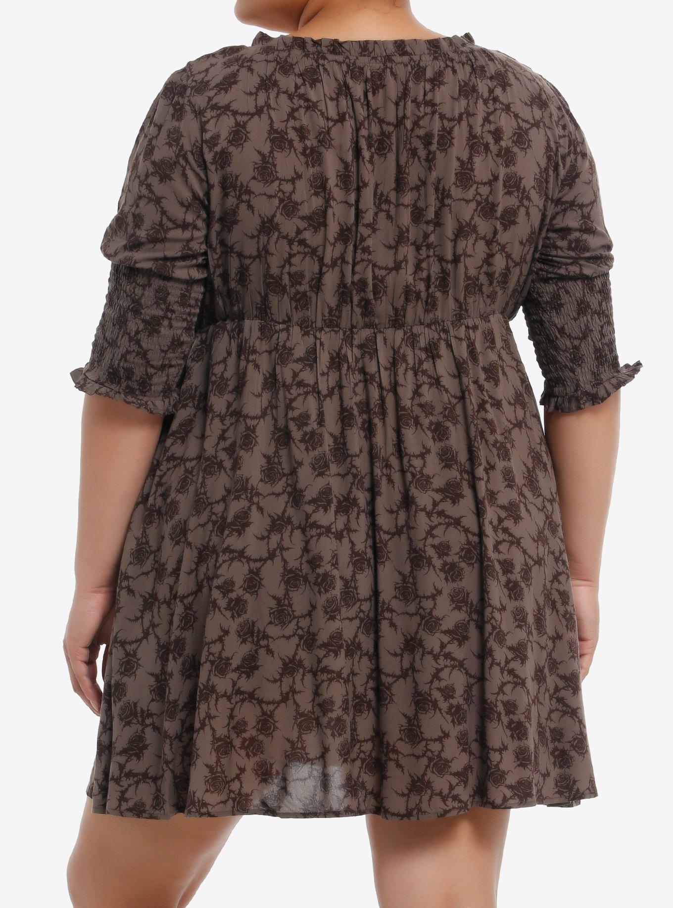 Thorn & Fable Roses & Thorns Puff-Sleeve Dress Plus Size, , hi-res
