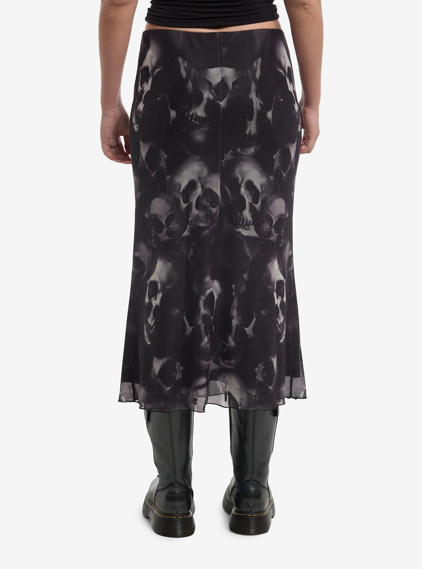 Shadowy Skulls Midi Skirt, , hi-res