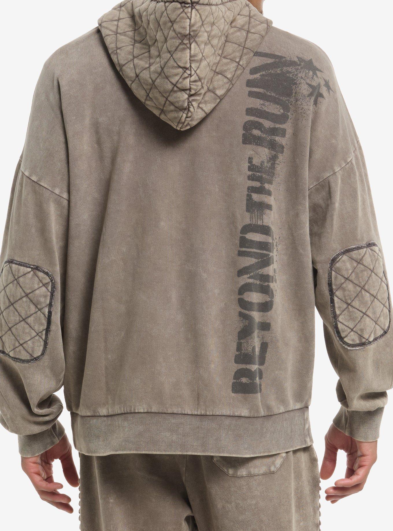 Beyond The Ruin Skull Quilt Patch Hoodie, BLACK, alternate