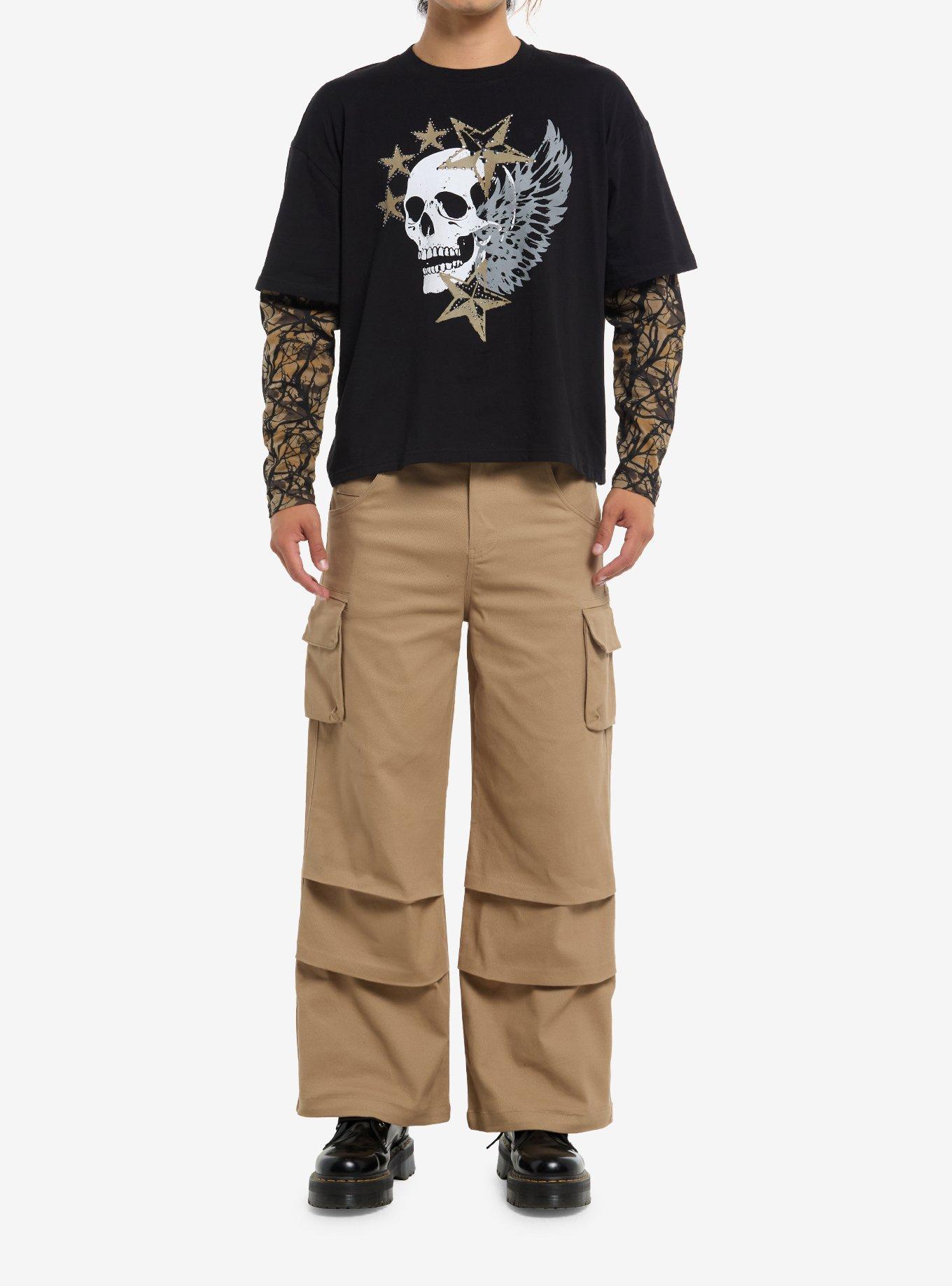 Skull & Star Stud Camouflage Twofer Long-Sleeve T-Shirt, , hi-res