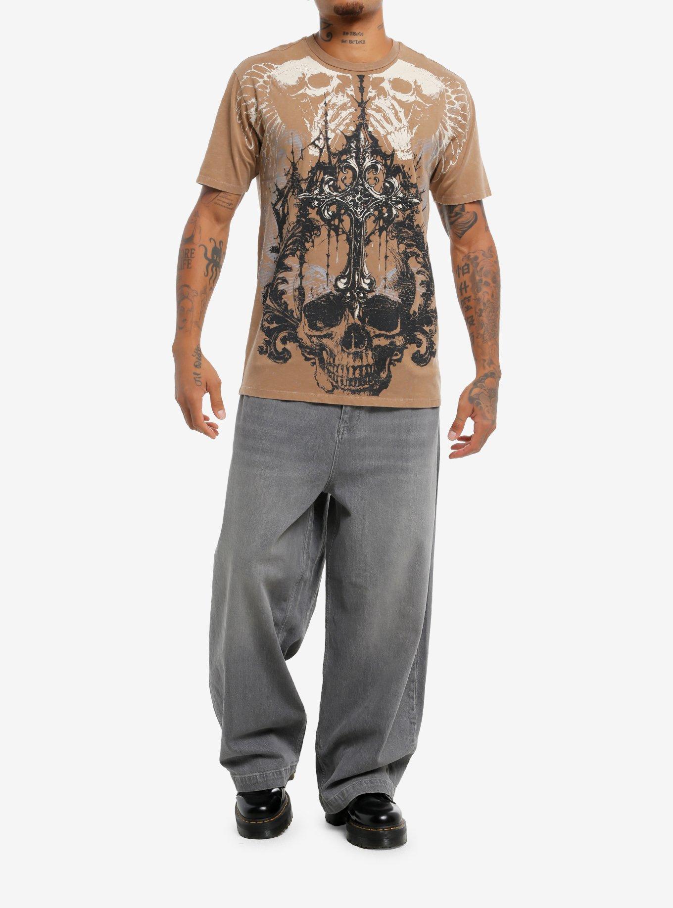 Winged Skulls & Gothic Cross T-Shirt, , hi-res