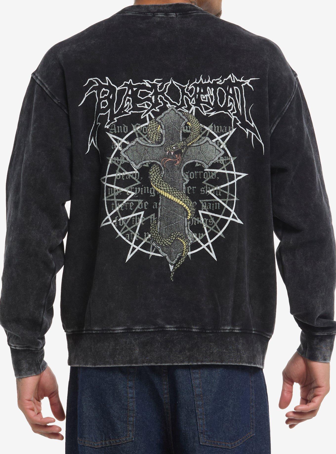 Black Metal Snake & Cross Crewneck Sweater, , hi-res