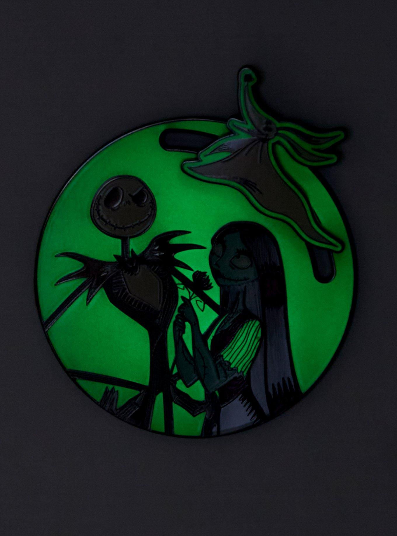 Loungefly Disney The Nightmare Before Christmas Jack & Sally Glow-in-the-Dark Sliding Enamel Pin — BoxLunch Exclusive, , hi-res