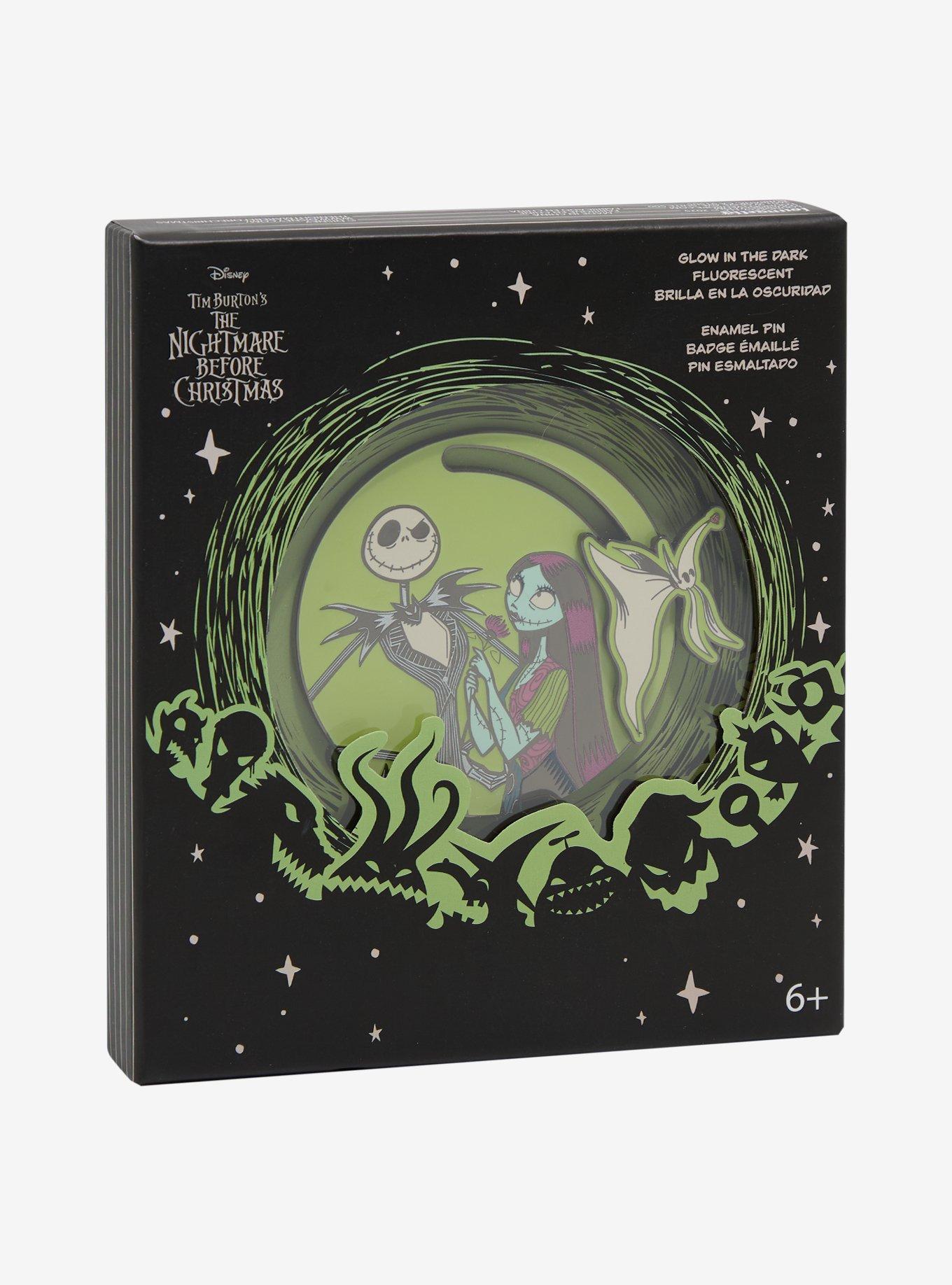 Loungefly Disney The Nightmare Before Christmas Jack & Sally Glow-in-the-Dark Sliding Enamel Pin — BoxLunch Exclusive