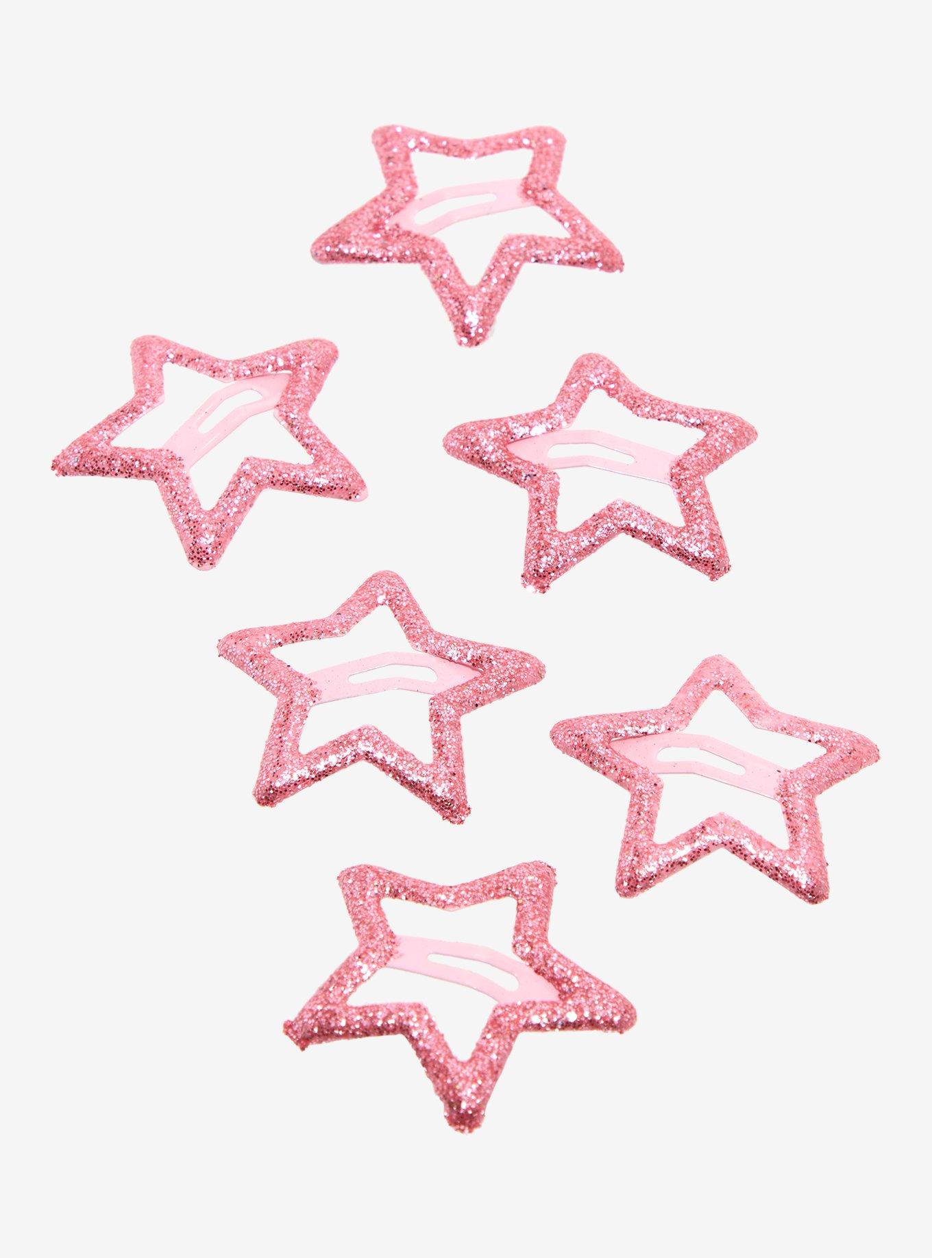 Sweet Society Pink Glitter Star Hair Clip Set, , hi-res