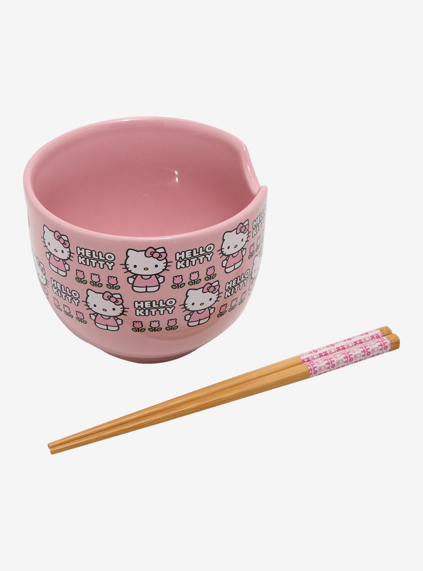 Sanrio Hello Kitty Flowers Pink Ramen Bowl and Chopsticks Set, , hi-res