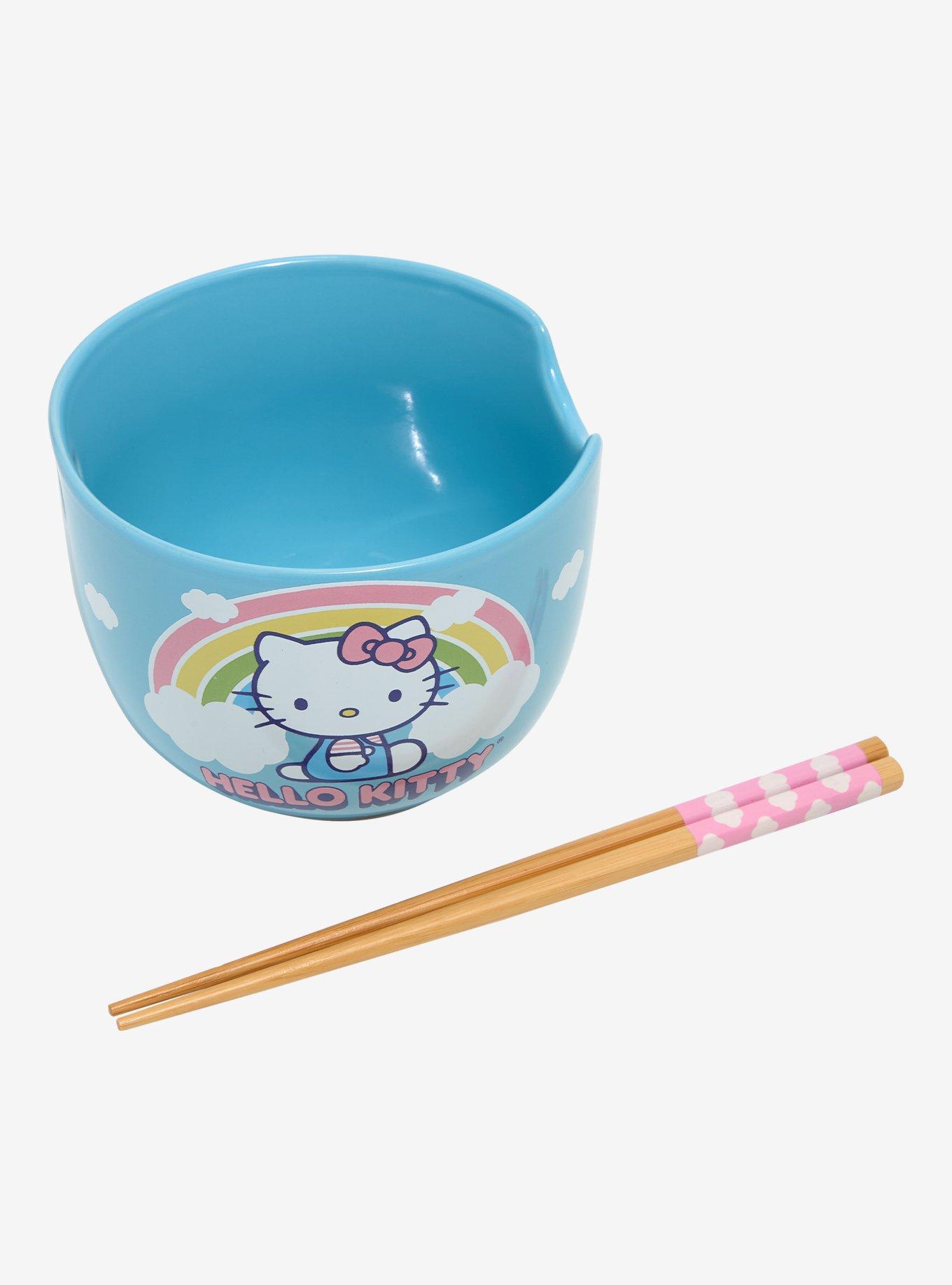 Sanrio Hello Kitty Rainbow Blue Ramen Bowl and Chopsticks Set, , hi-res
