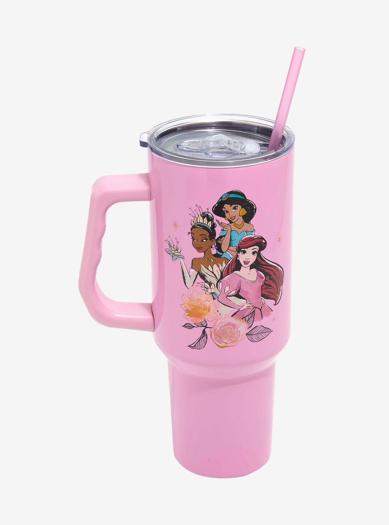 Disney Princess Illustrated Pink Straw Tumbler With Handle, , hi-res