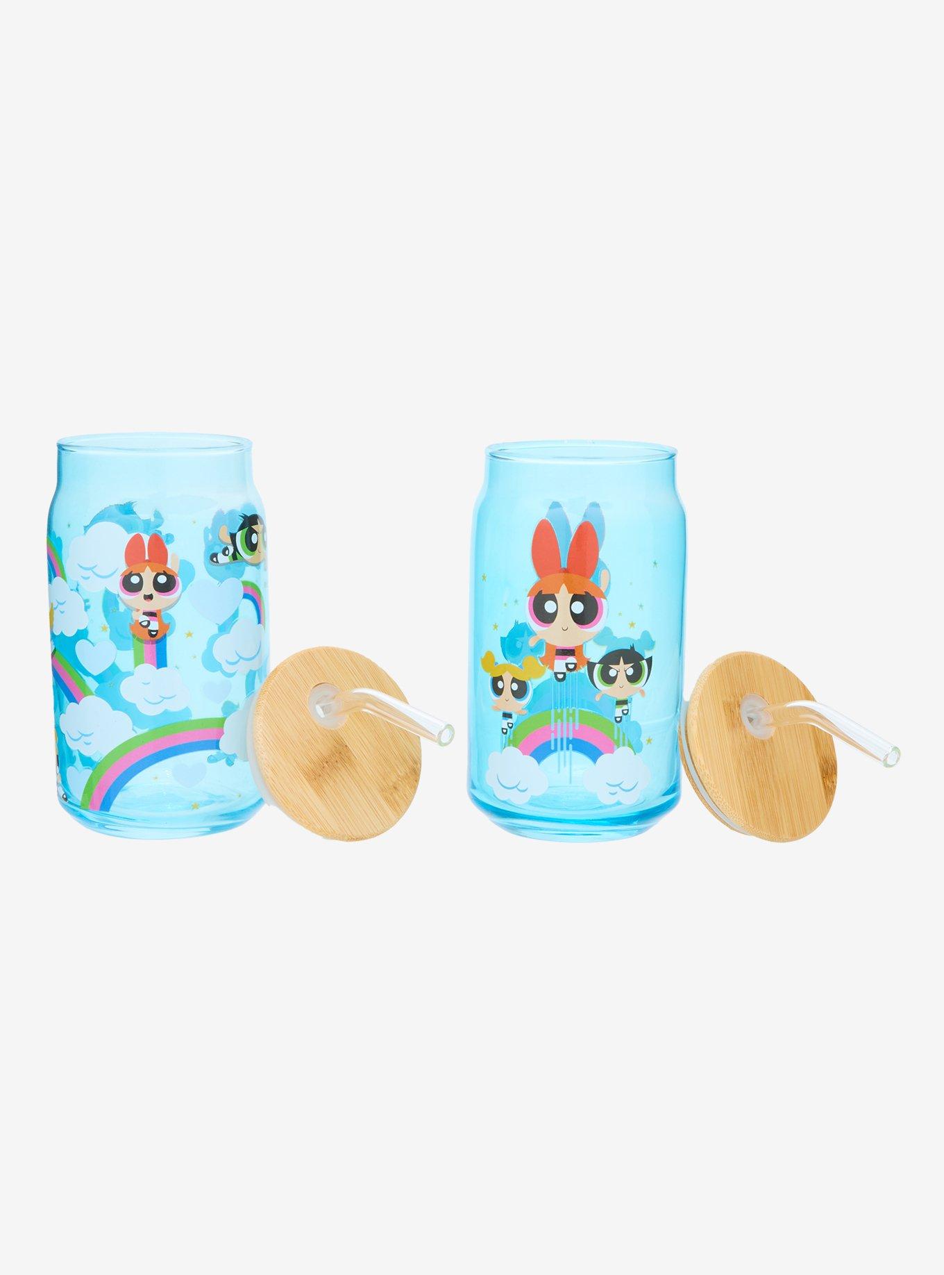 Powerpuff Girls Rainbow Group Portrait Glass Cup with Straw Set, , hi-res