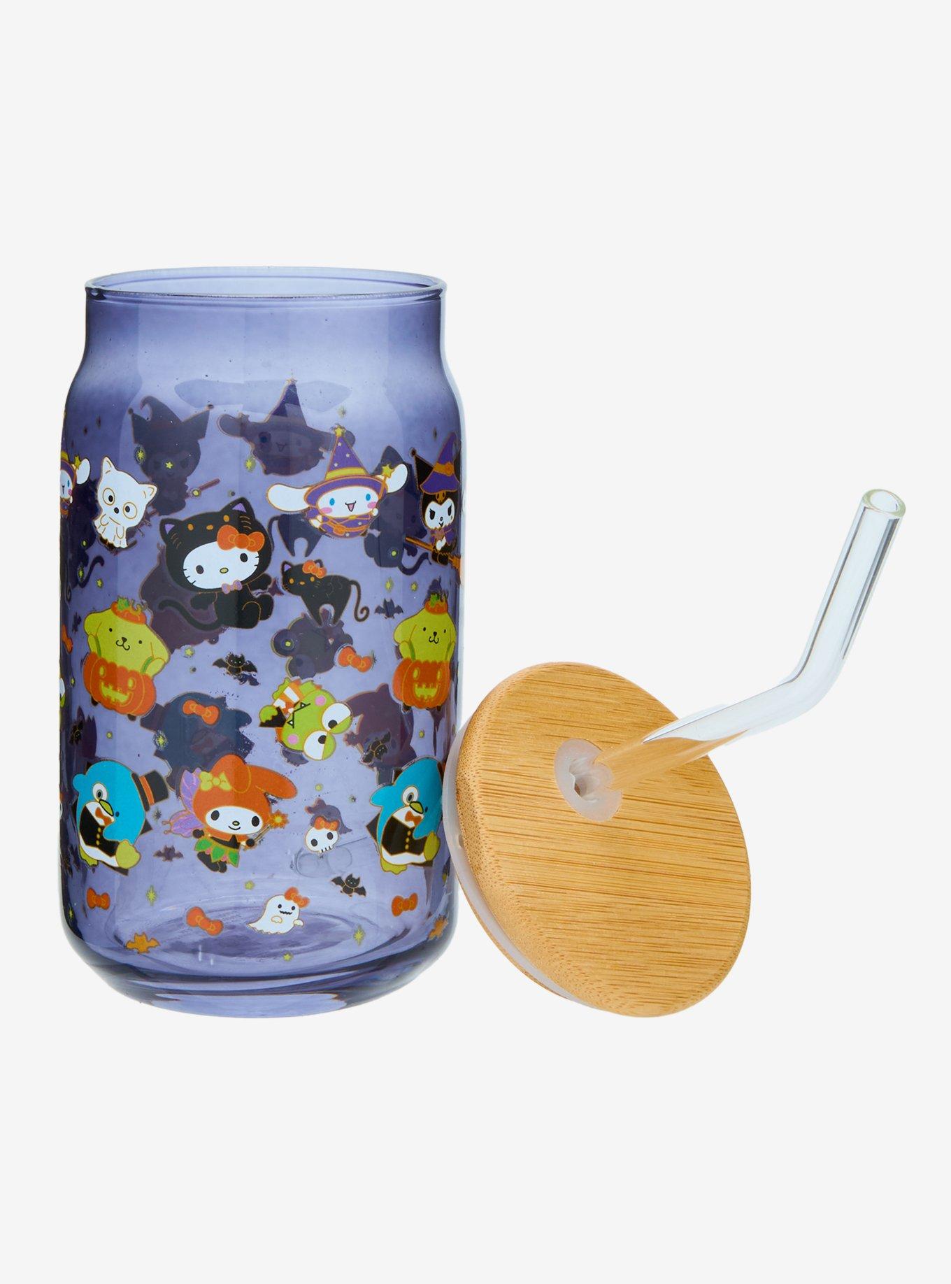 Sanrio Hello Kitty and Friends Halloween Costumes Allover Print Glass Cup with Straw, , hi-res