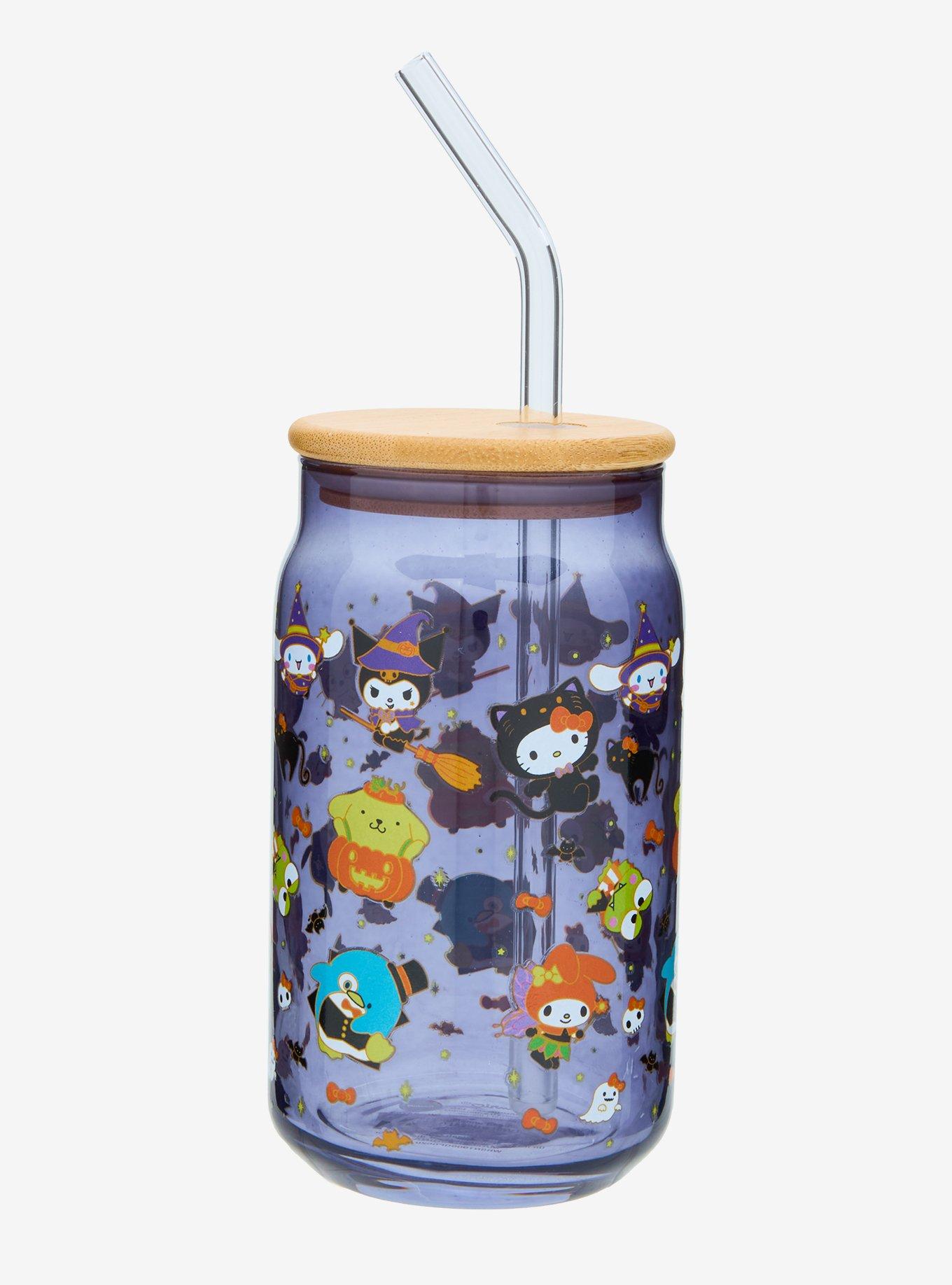 Sanrio Hello Kitty and Friends Halloween Costumes Allover Print Glass Cup with Straw, , alternate