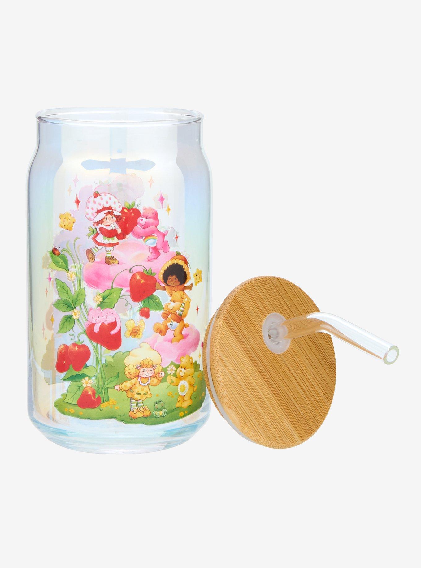 Care Bears x Strawberry Shortcake Iridescent Glass Cup With Straw