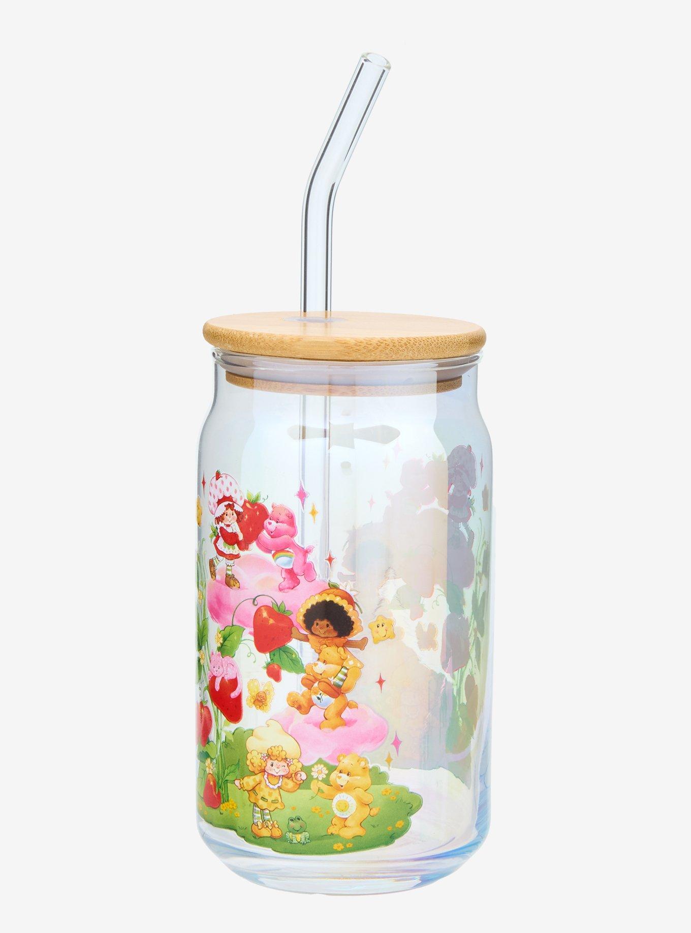 Care Bears x Strawberry Shortcake Iridescent Glass Cup With Straw