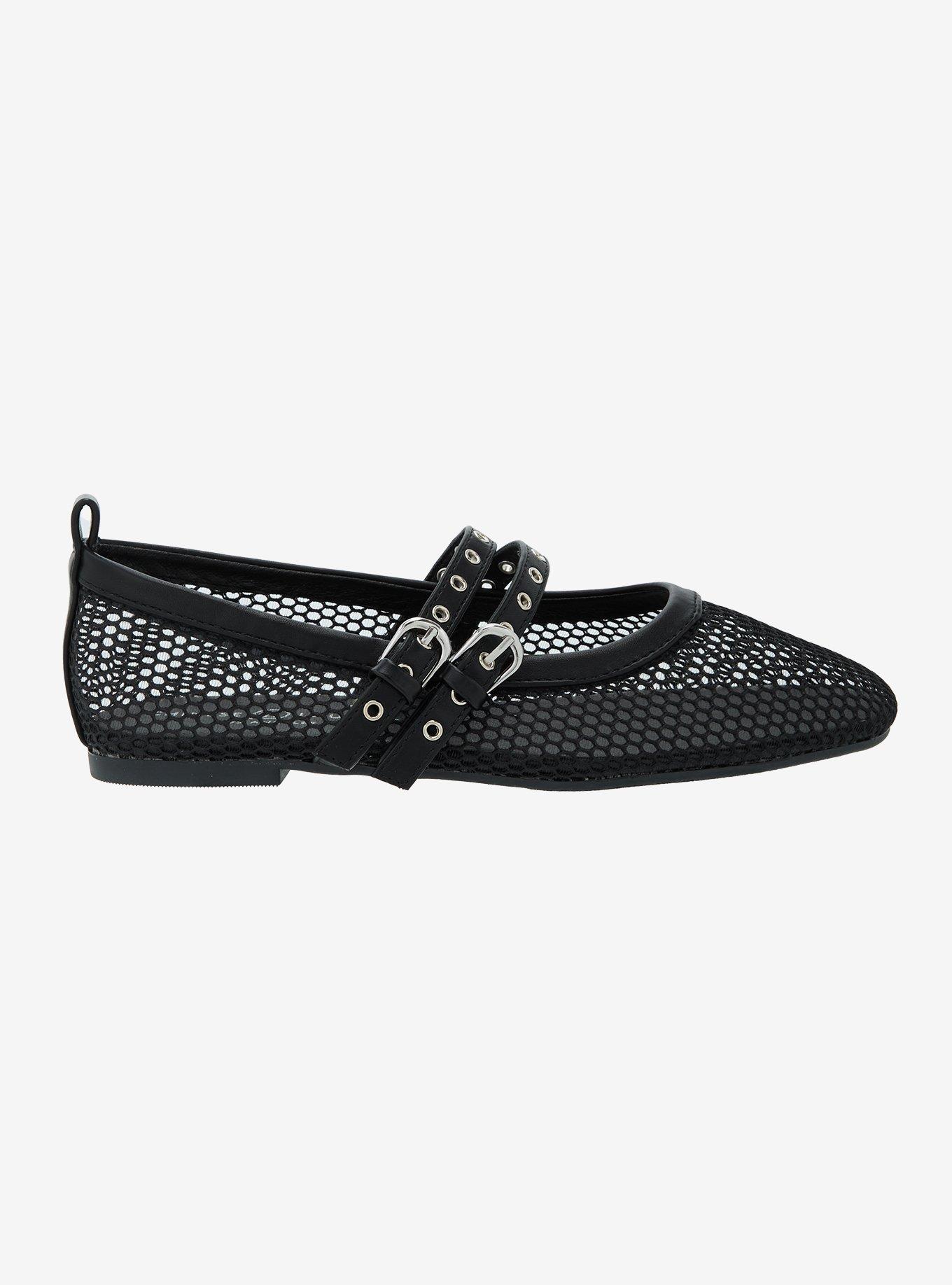 Chinese Laundry Black Mesh Grommet Strap Flats, MULTI, alternate