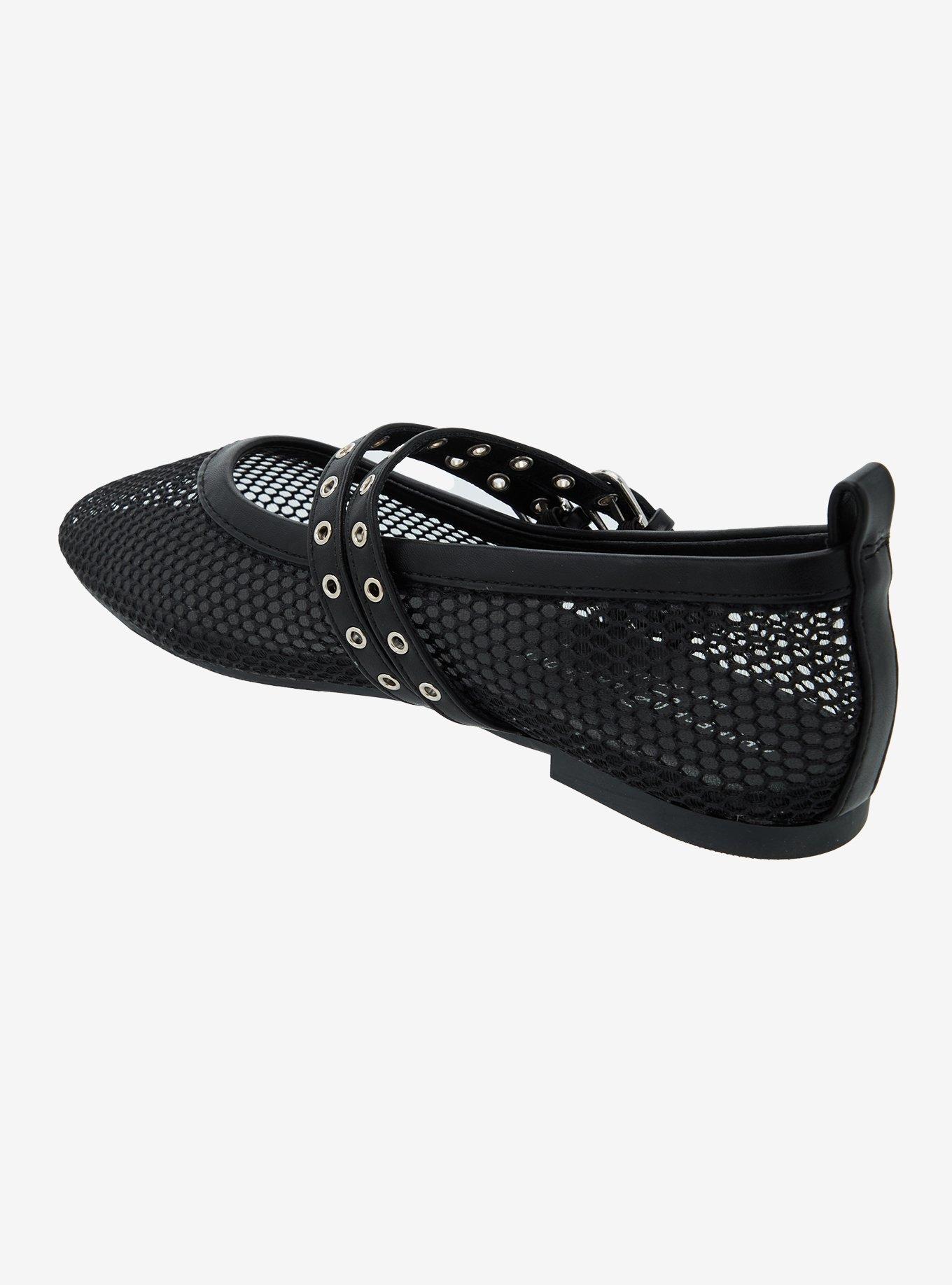 Chinese Laundry Black Mesh Grommet Strap Flats, MULTI, alternate
