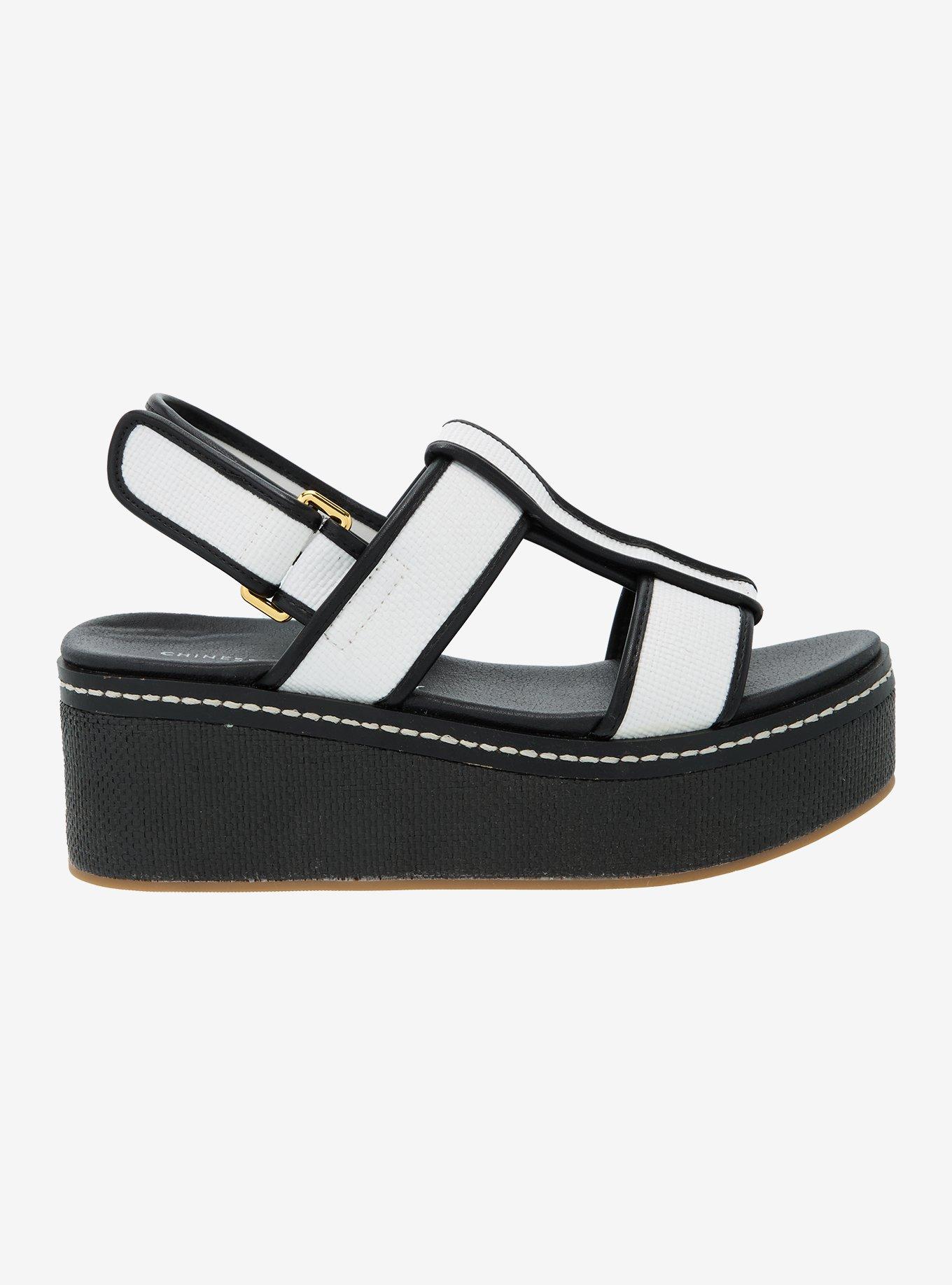 Chinese Laundry Black & White Strappy Platform Sandals, , hi-res