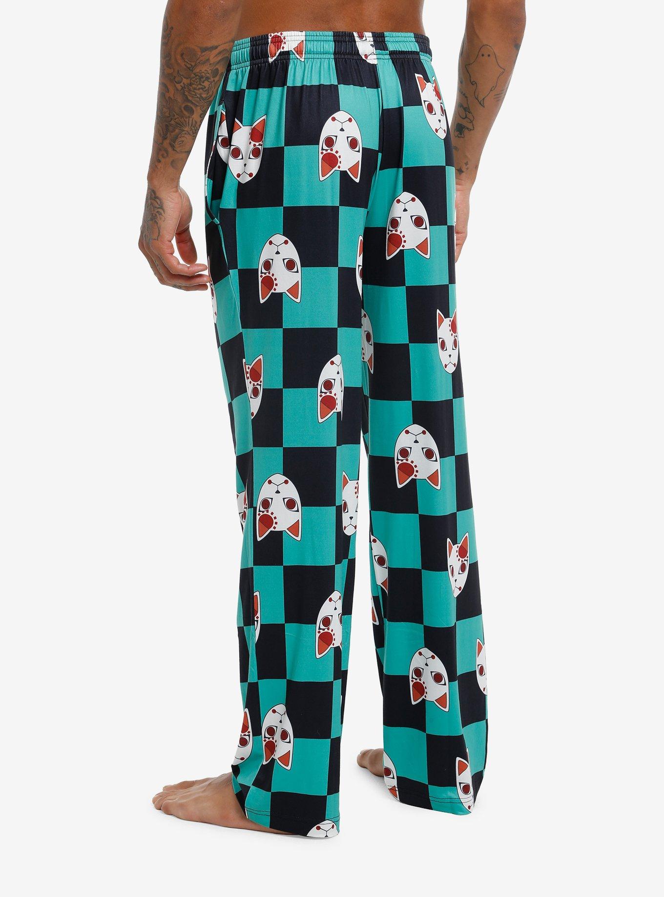 Demon Slayer: Kimetsu No Yaiba Tanjiro Mask Checkered Pajama Pants, , hi-res