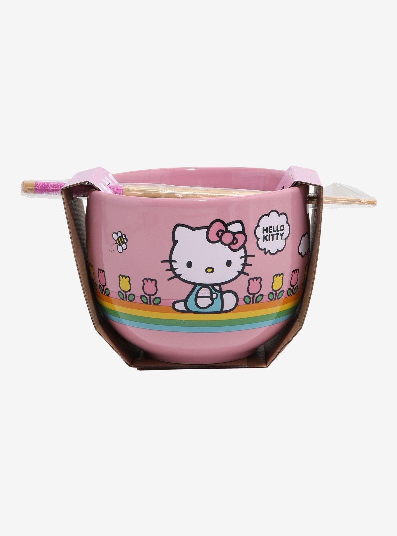Sanrio Hello Kitty Rainbow Flowers Striped Ramen Set, , alternate