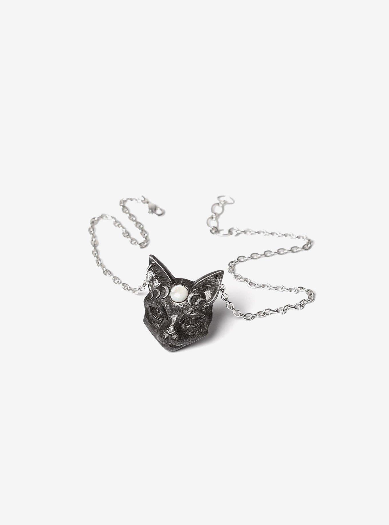 Mystic Moon Cat Pendant Necklace, , hi-res