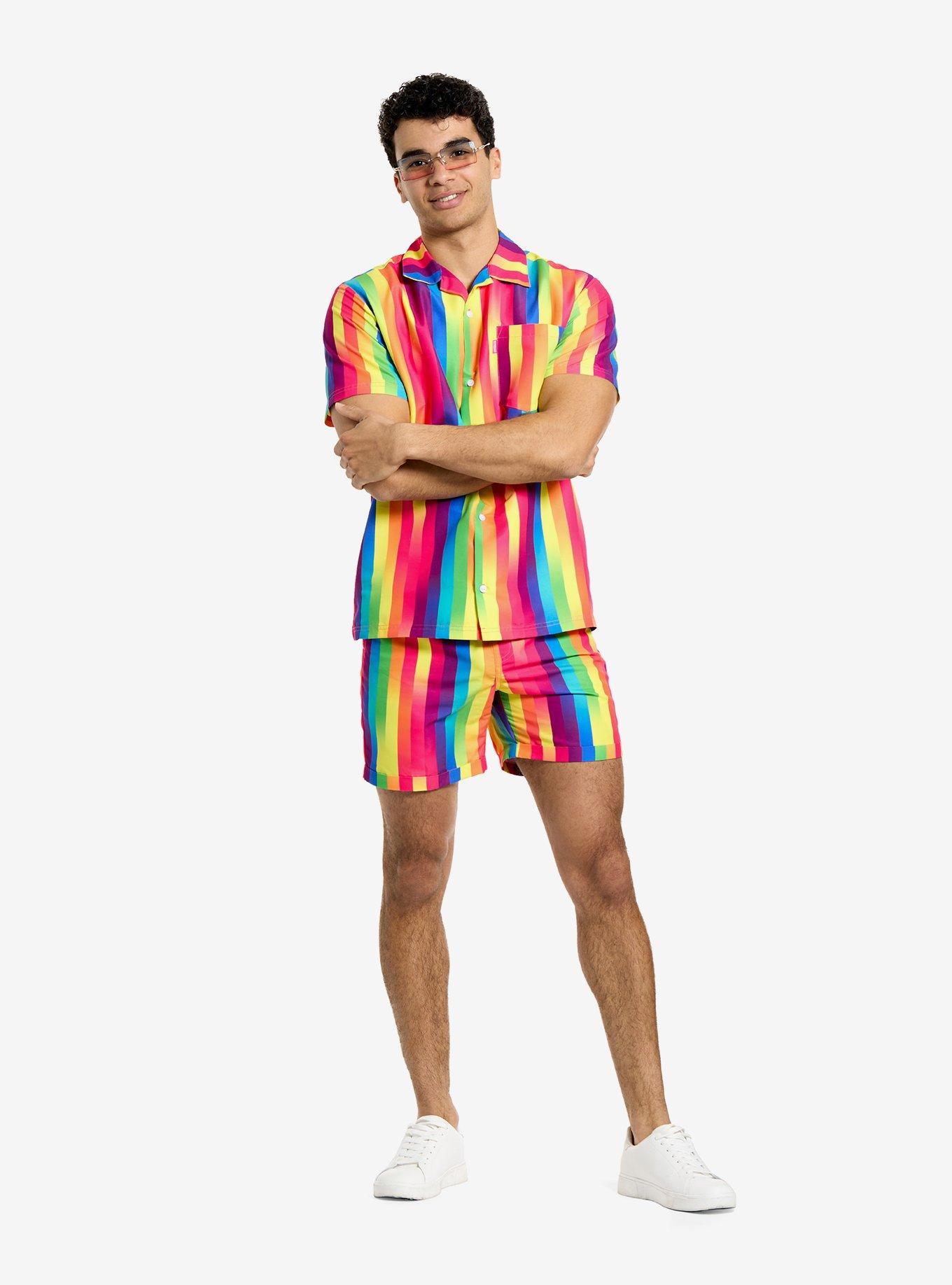 Rainbow Glaze Button-Up Shirt & Short Set, , hi-res