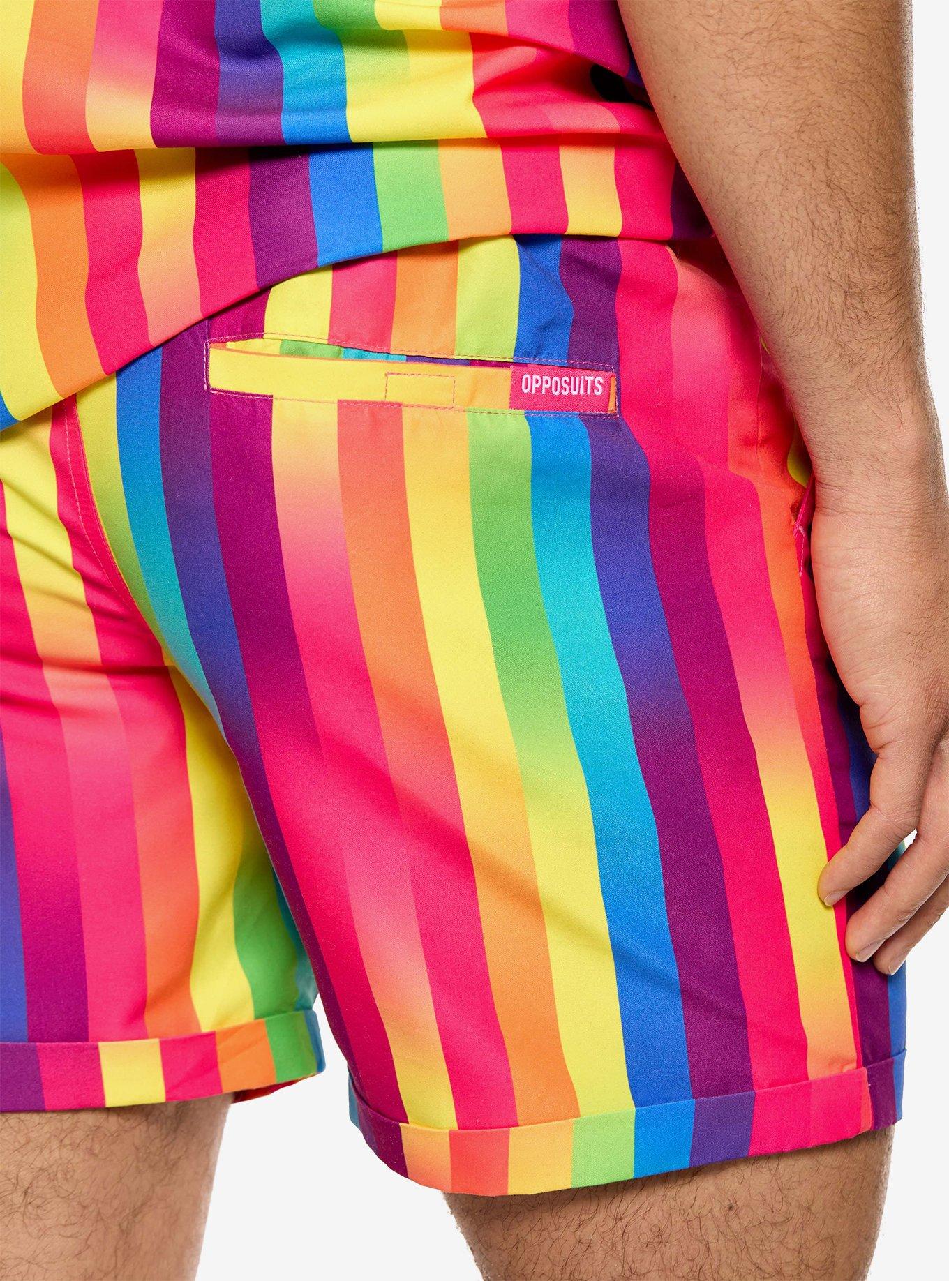 Rainbow Glaze Button-Up Shirt & Short Set, MULTI, alternate