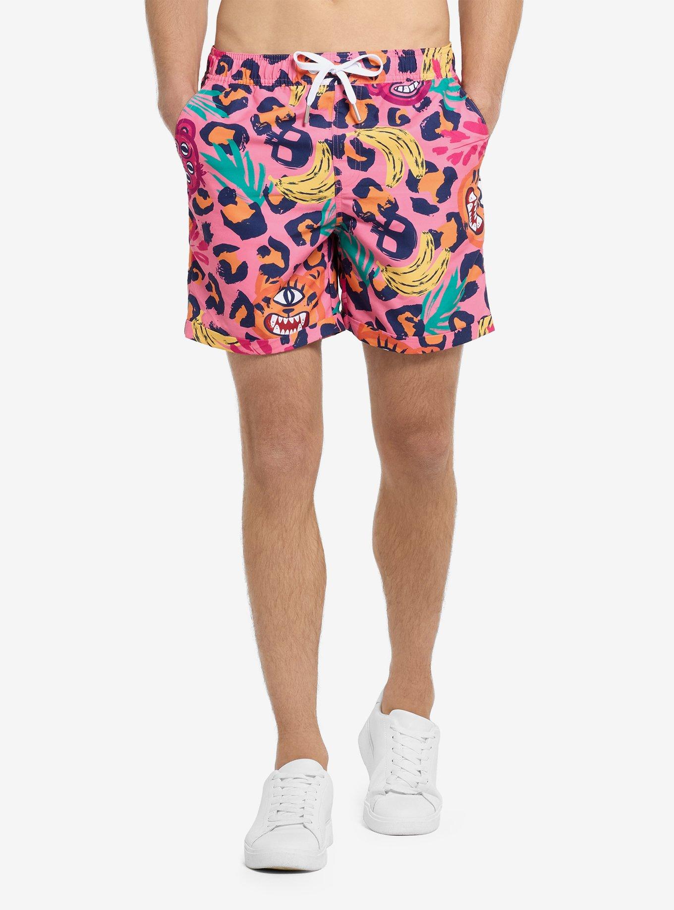 Jazzy Jungle Button-Up Shirt & Short Set, PINK, alternate