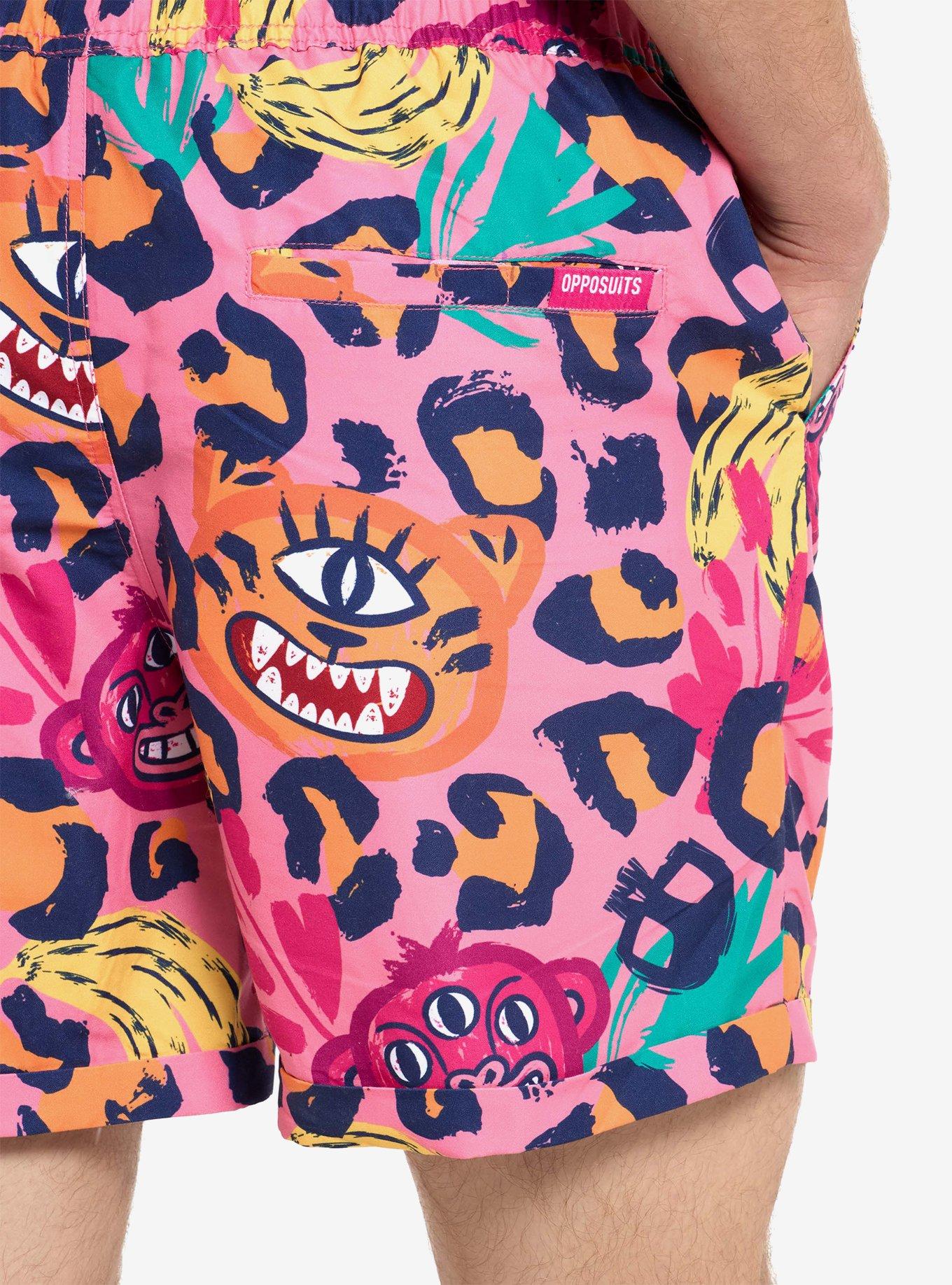 Jazzy Jungle Button-Up Shirt & Short Set, PINK, alternate