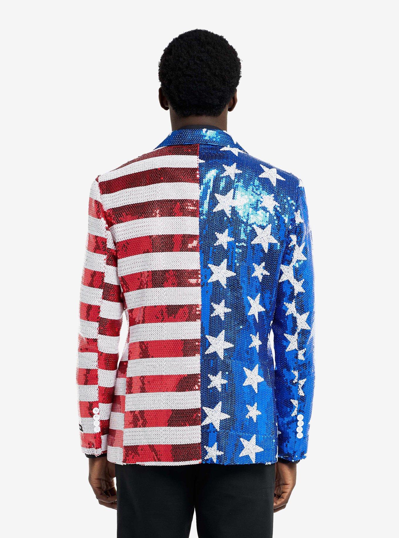 Sequins Stars & Stripes Blazer, MULTI, alternate