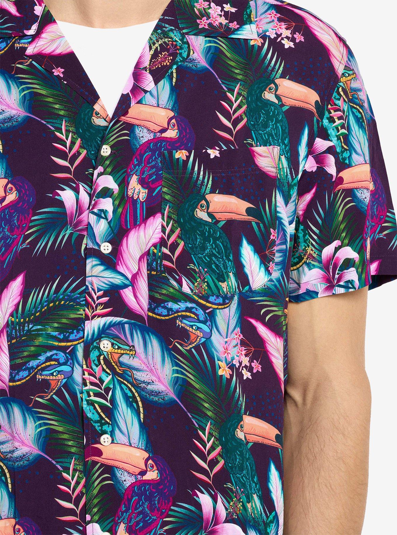 Night Jungle Button-Up Shirt, MULTI, alternate