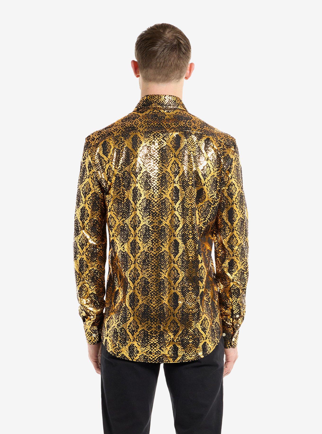 Shiny Snake Long Sleeve Shirt, GOLD, alternate