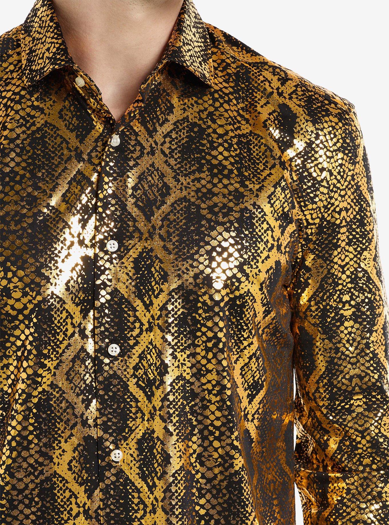 Shiny Snake Long Sleeve Shirt, GOLD, alternate