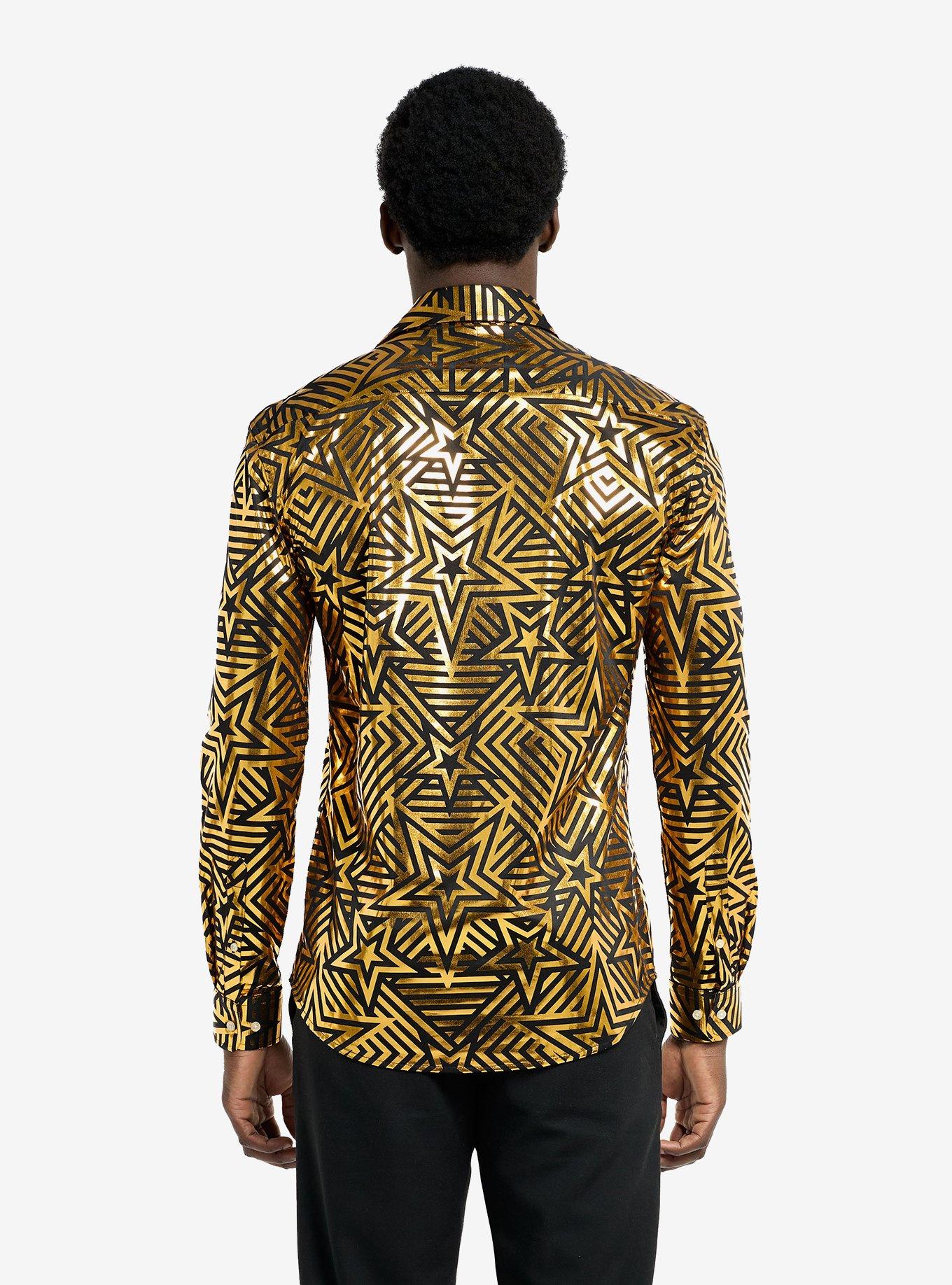 Golden Geo Star Long Sleeve Shirt, BLACK, alternate